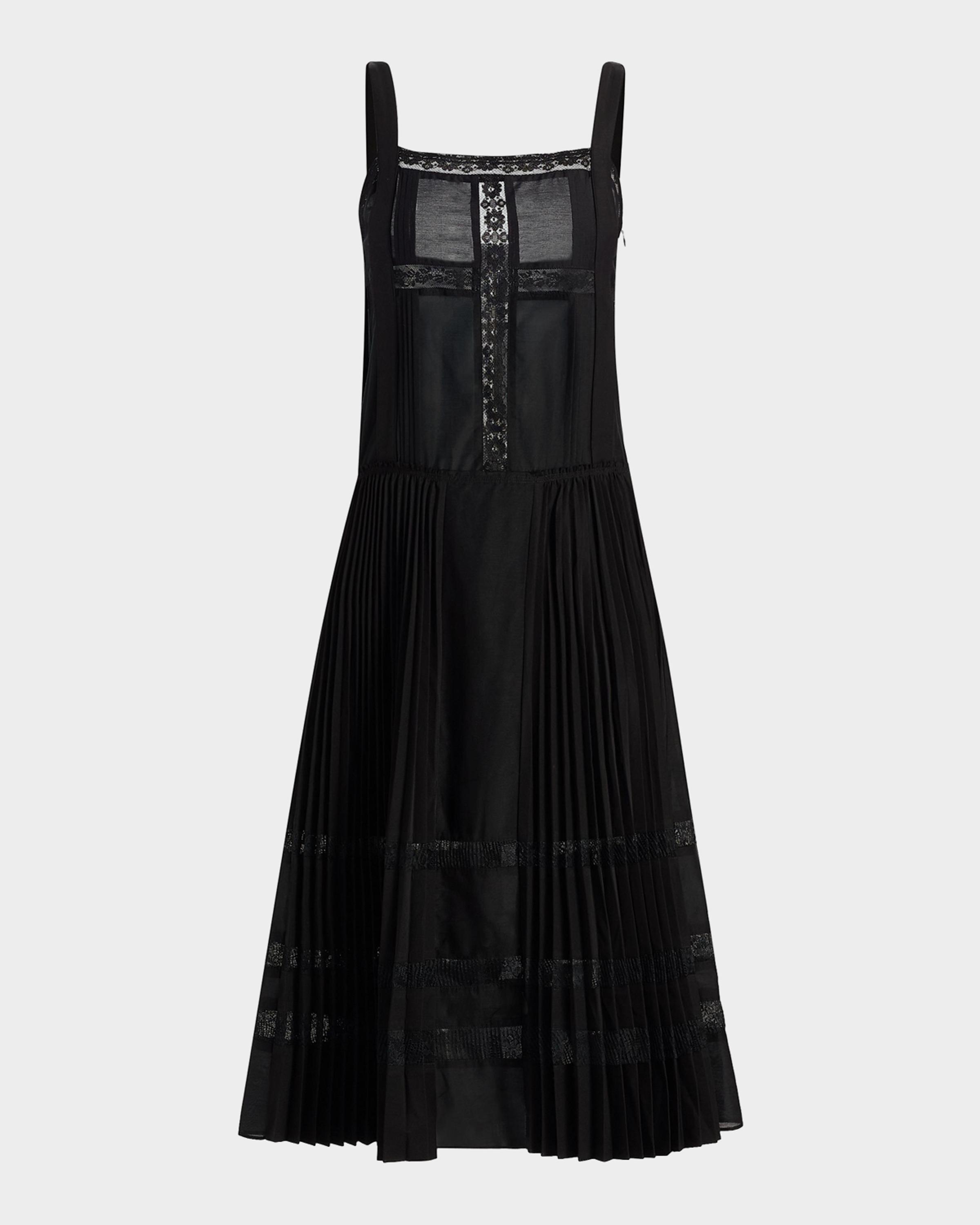 3.1 Phillip Lim Pleated Lace-Inset Midi Dress | Neiman Marcus