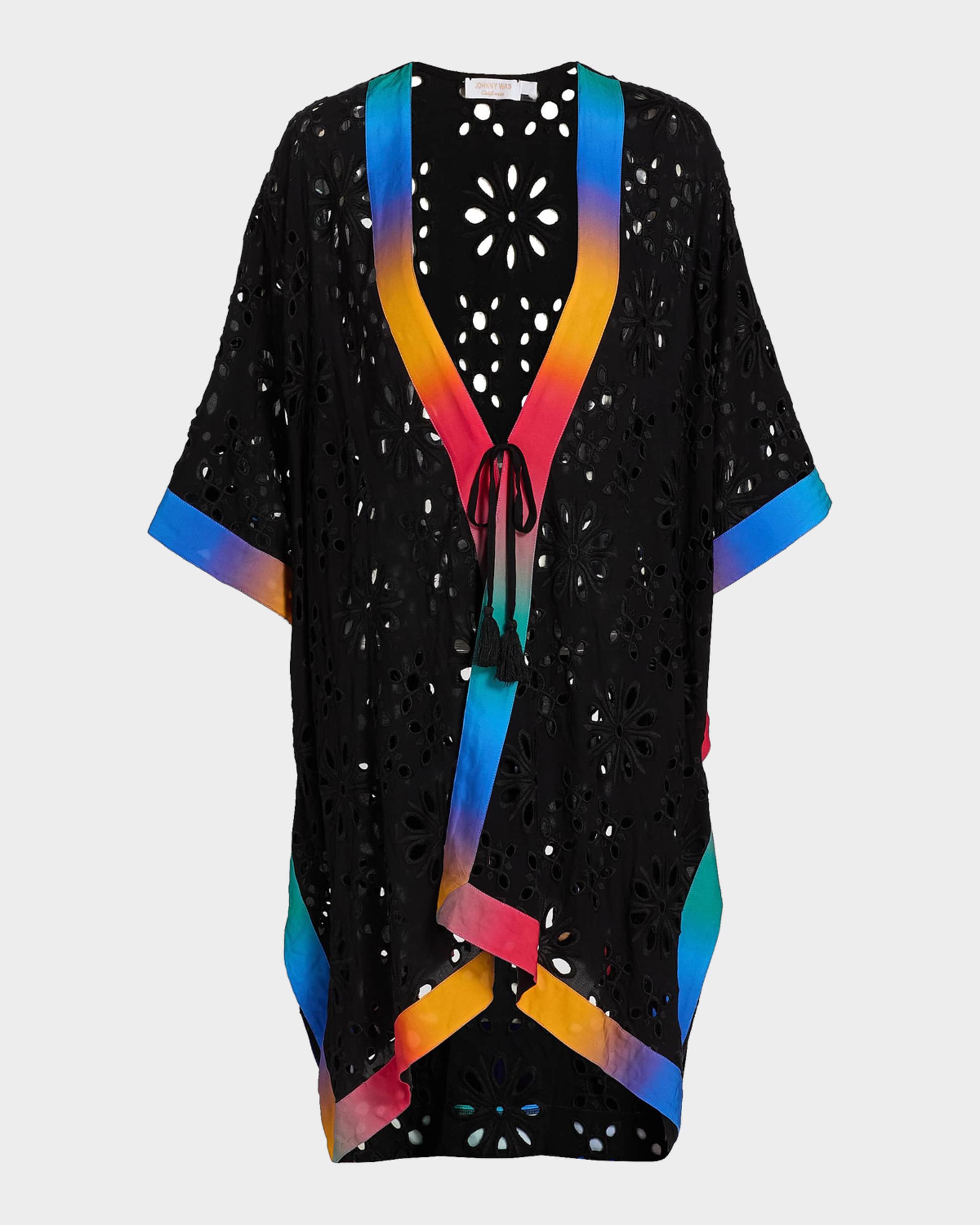 Johnny's - komaco33 Johnny Was Campsis Eyelet Short Mini Kimono Dress | Neiman Marcus