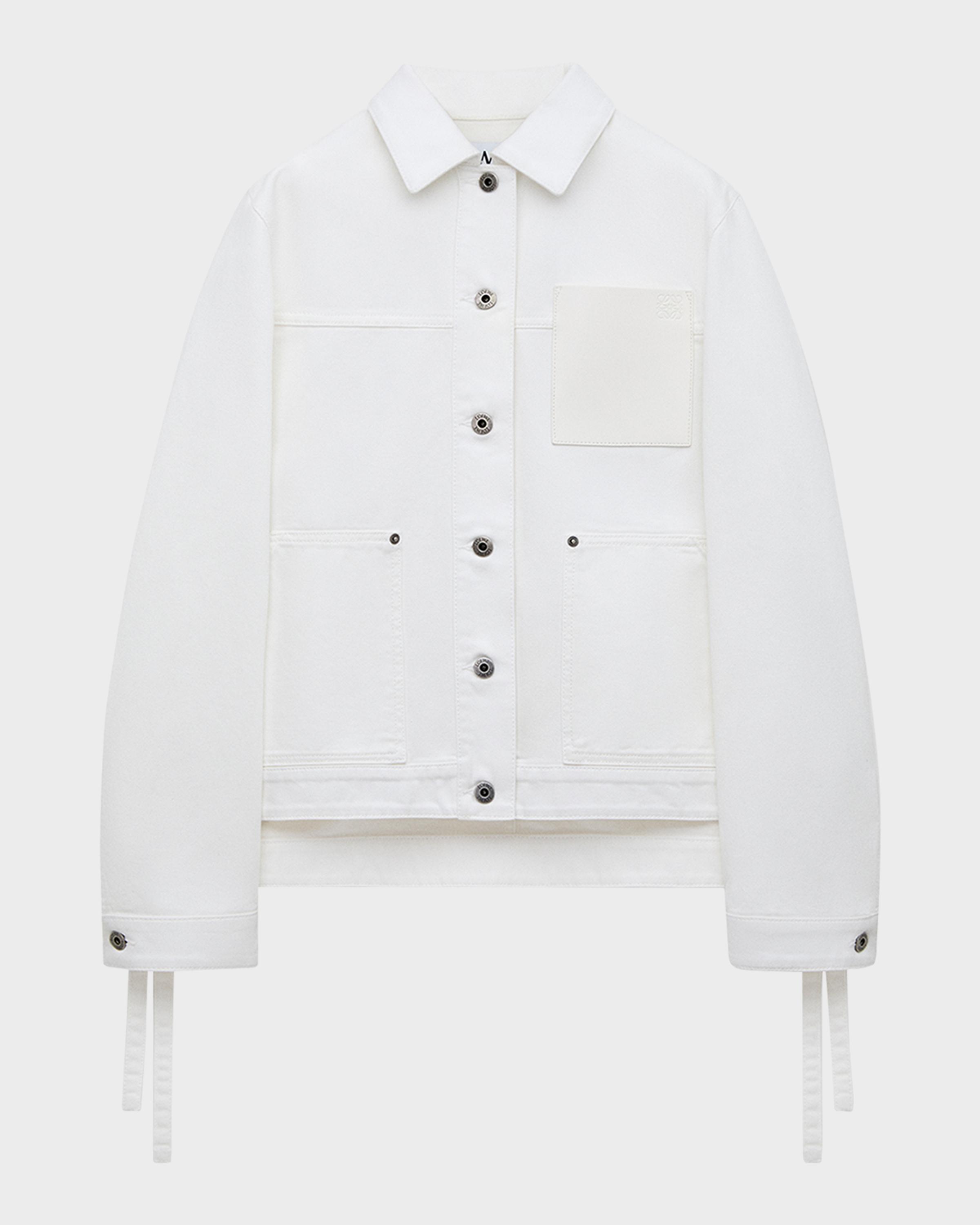 x Paula's Ibiza Leather-Pocket Denim Workwear Jacket
