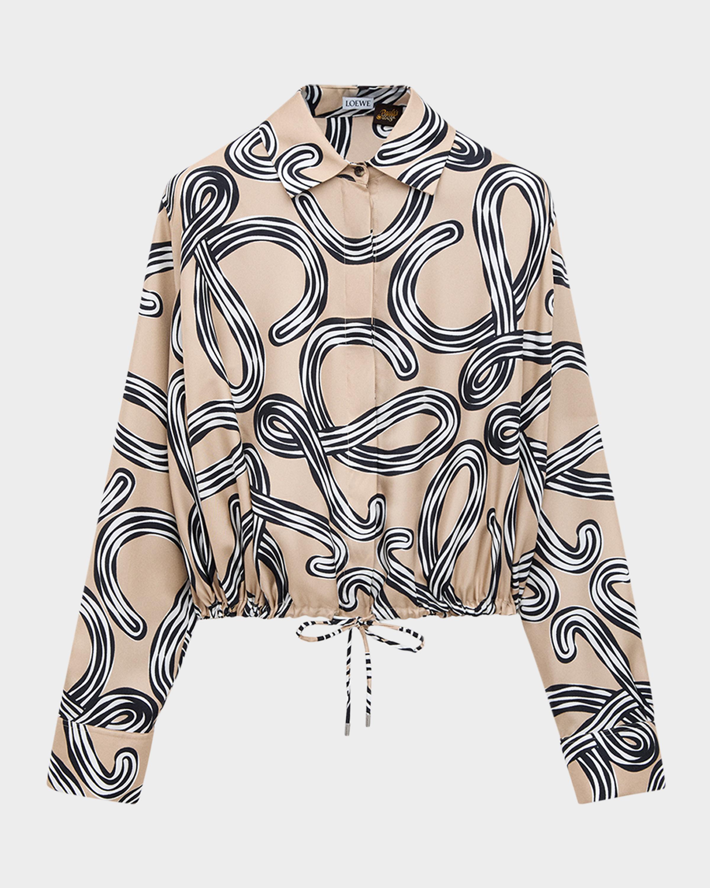 LOEWE x William De Morgan 2019 シルク 長袖シャツ LOEWE x Paula's Ibiza Abstract-Print Silk Drawstring Balloon Shirt