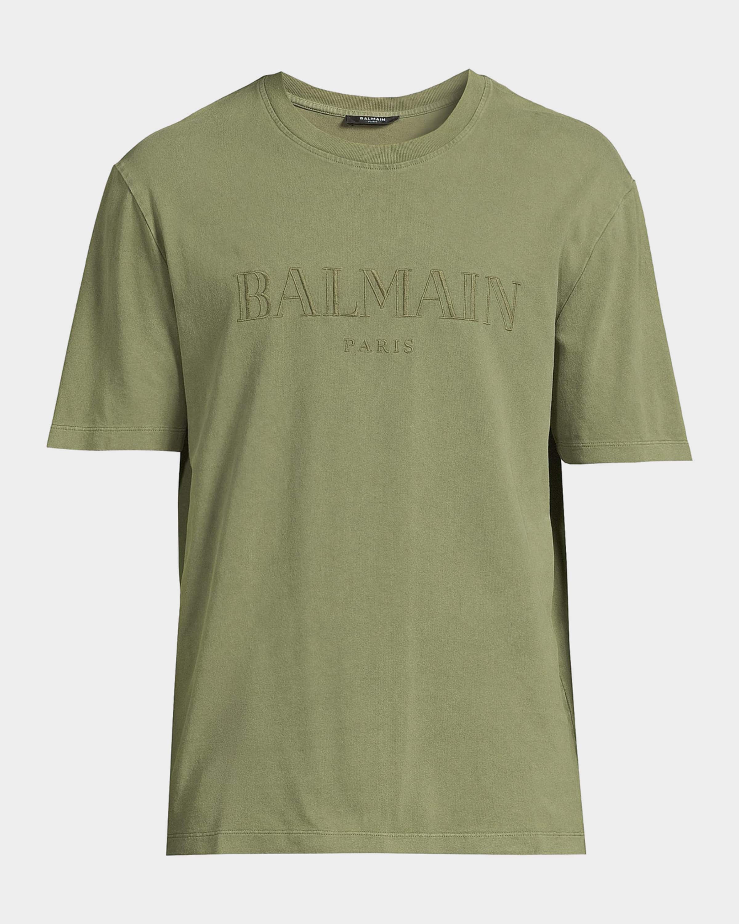 Balmain Logo-Embroidered Cotton T-Shirt | Neiman Marcus