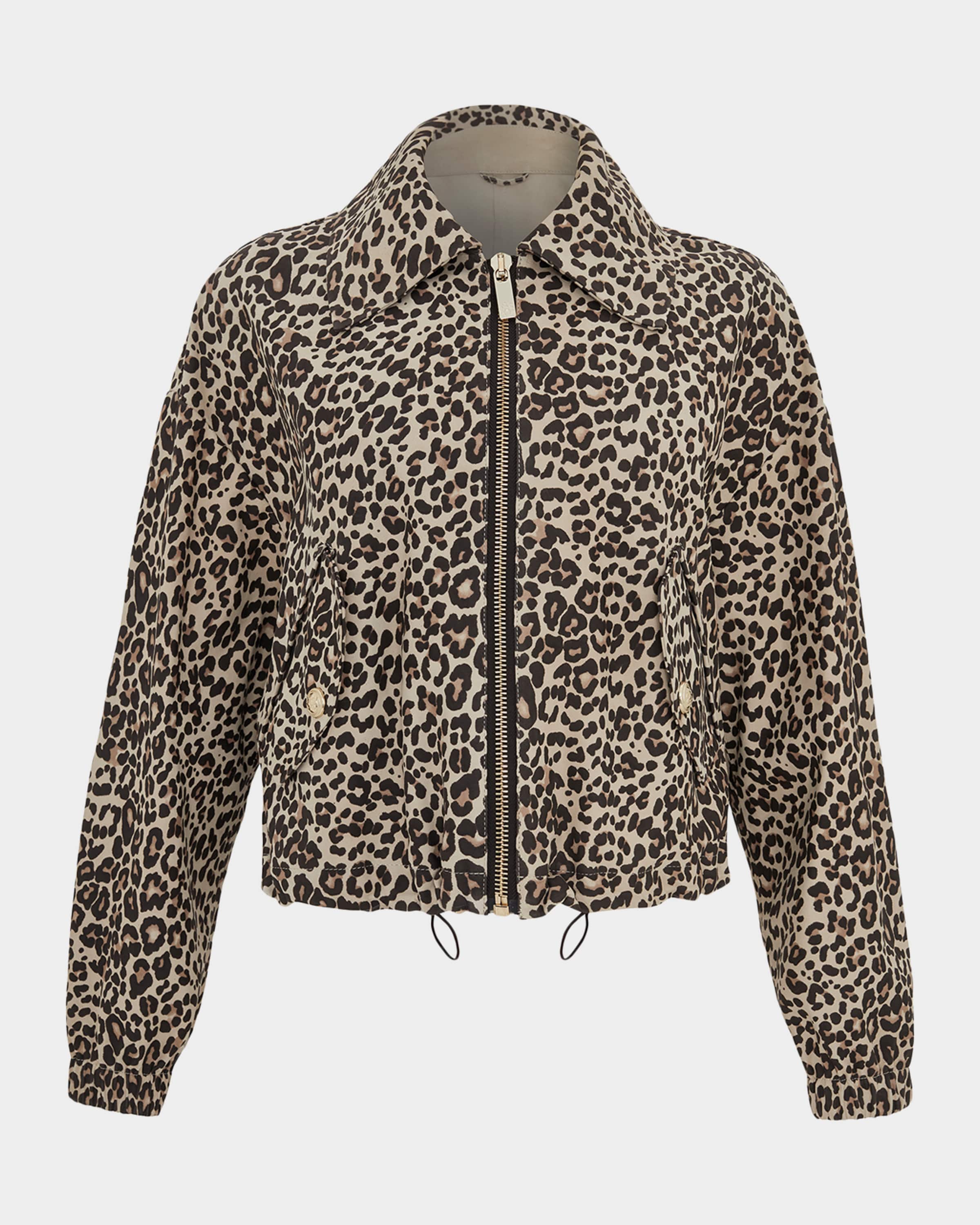Gorski Metis Leopard-Print Suede Drawstring Jacket | Neiman Marcus