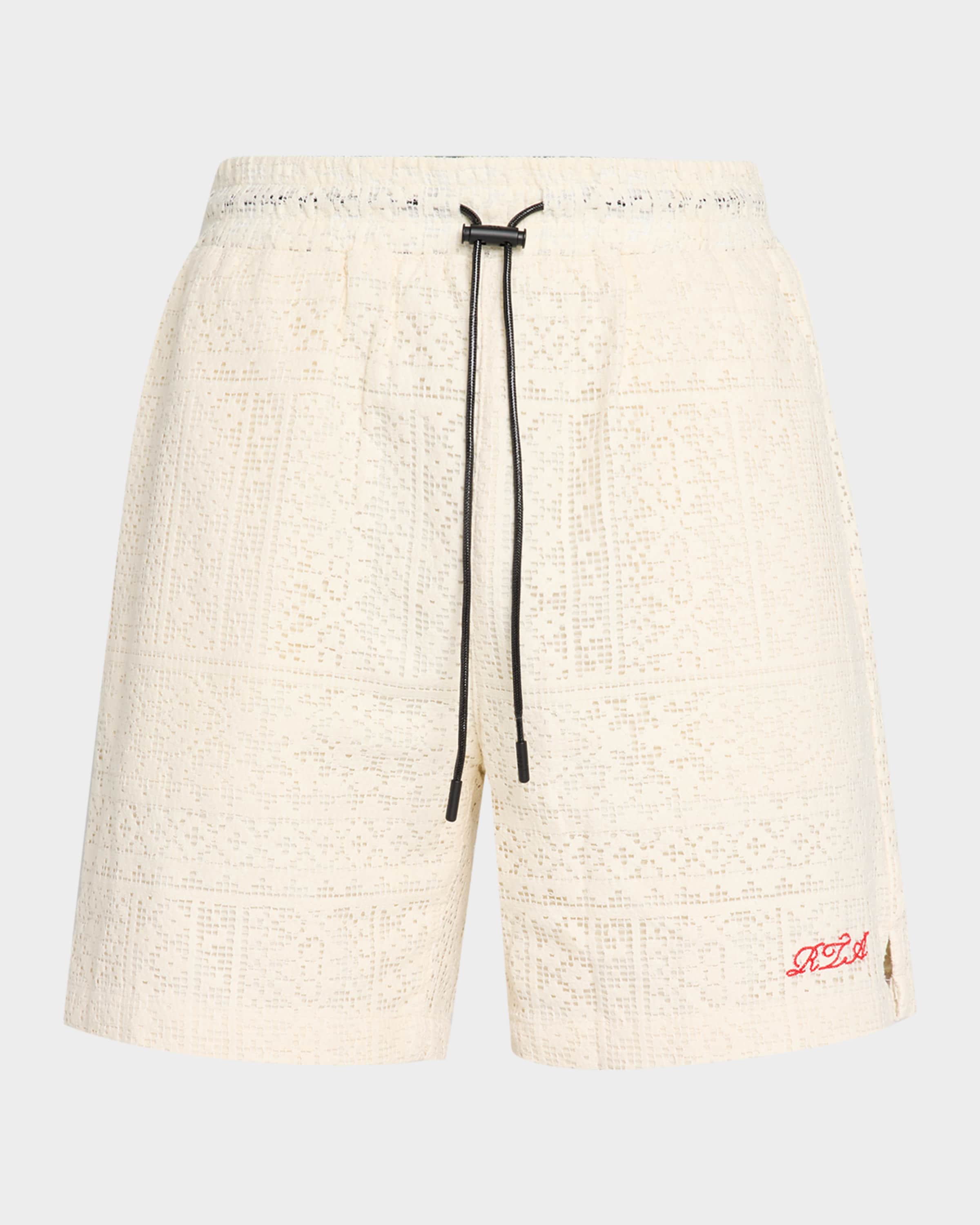 RTA Men's Chaparral Clyde Cotton Crochet Shorts | Neiman Marcus
