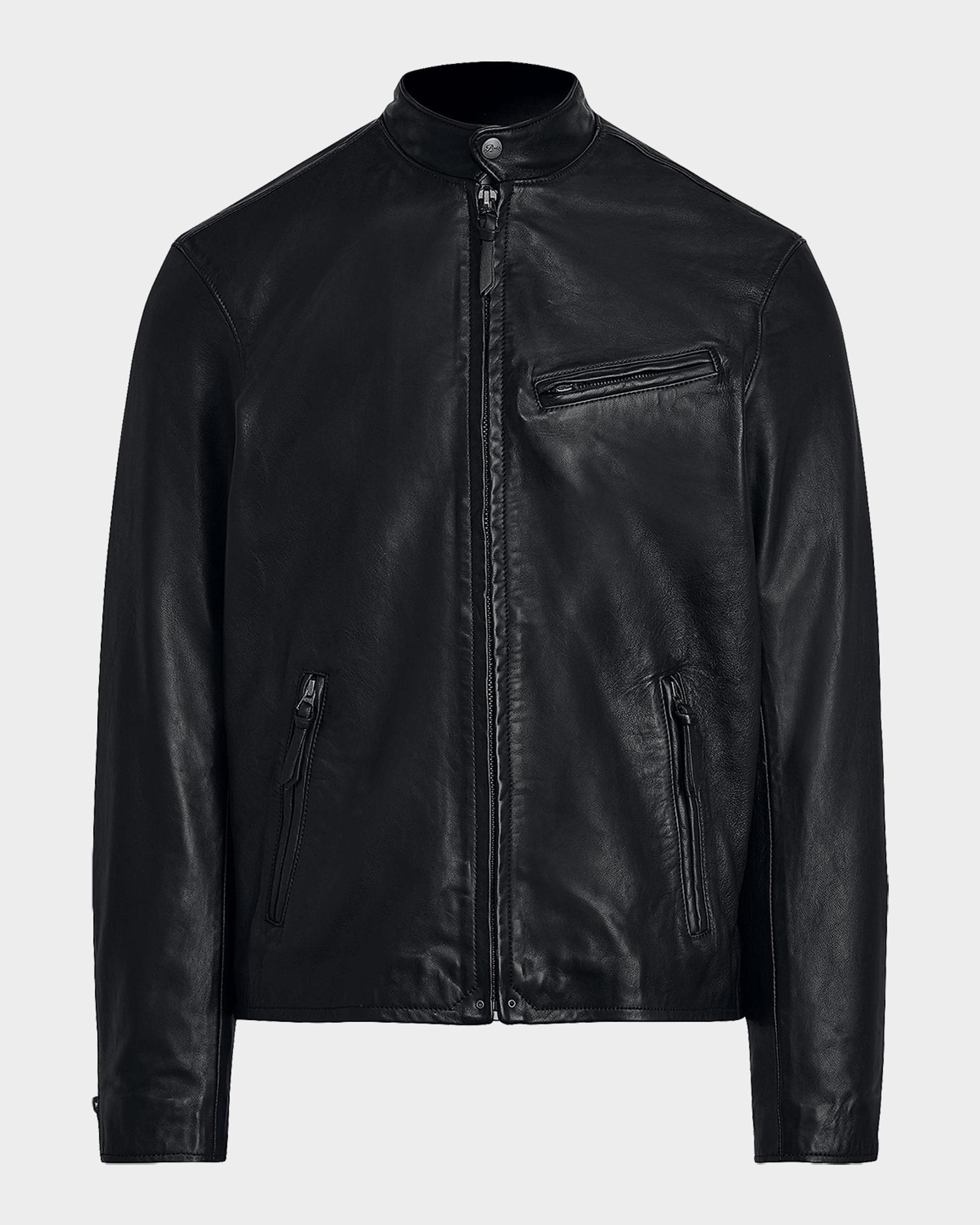 Polo Ralph Lauren Café Leather Racer Jacket | Neiman Marcus
