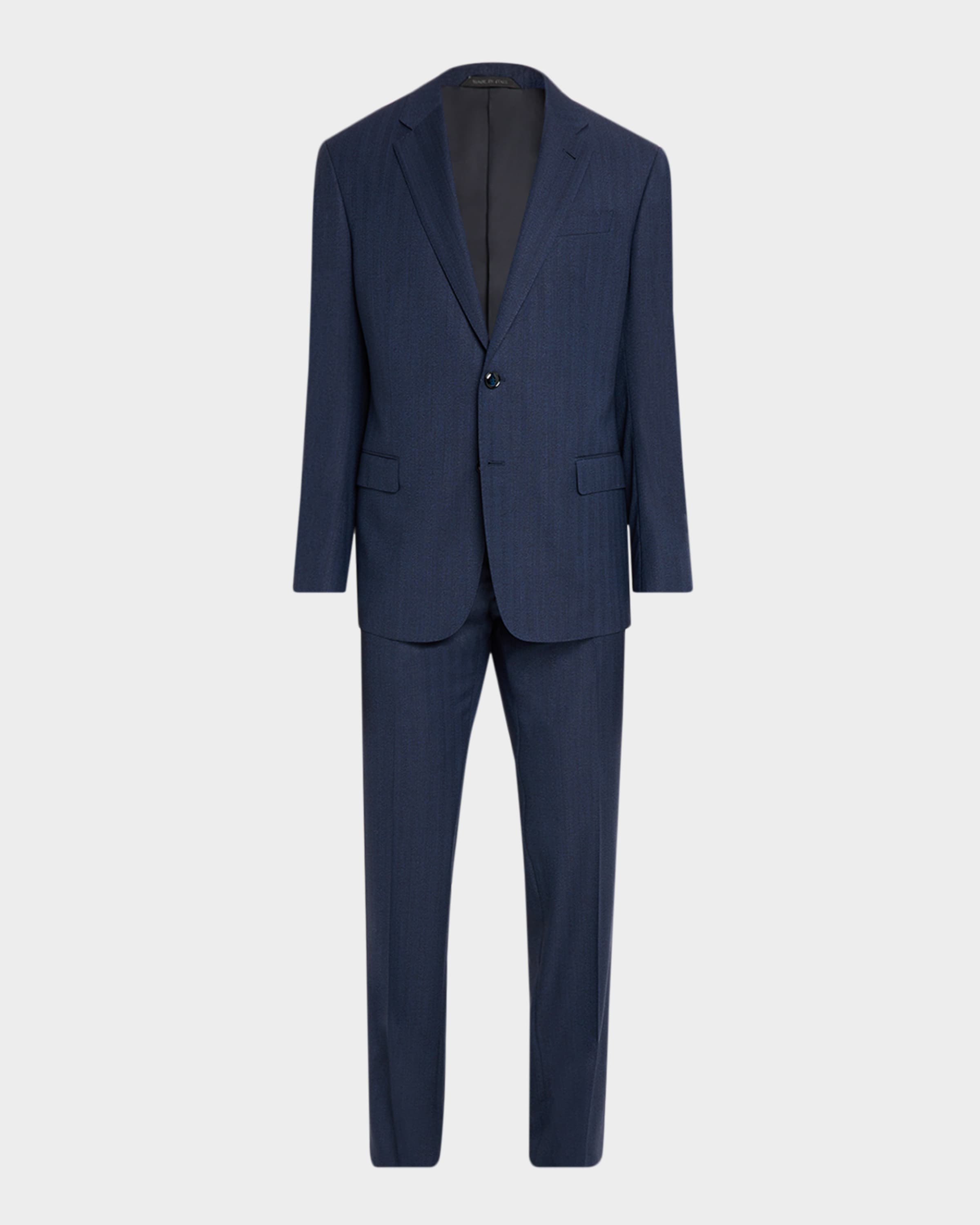 【高級ライン】GIORGIO ARMANI スーツ 伸縮性　ネイビー　近年モデル Giorgio Armani Men's Soft Line Chevron Single-Breasted Suit