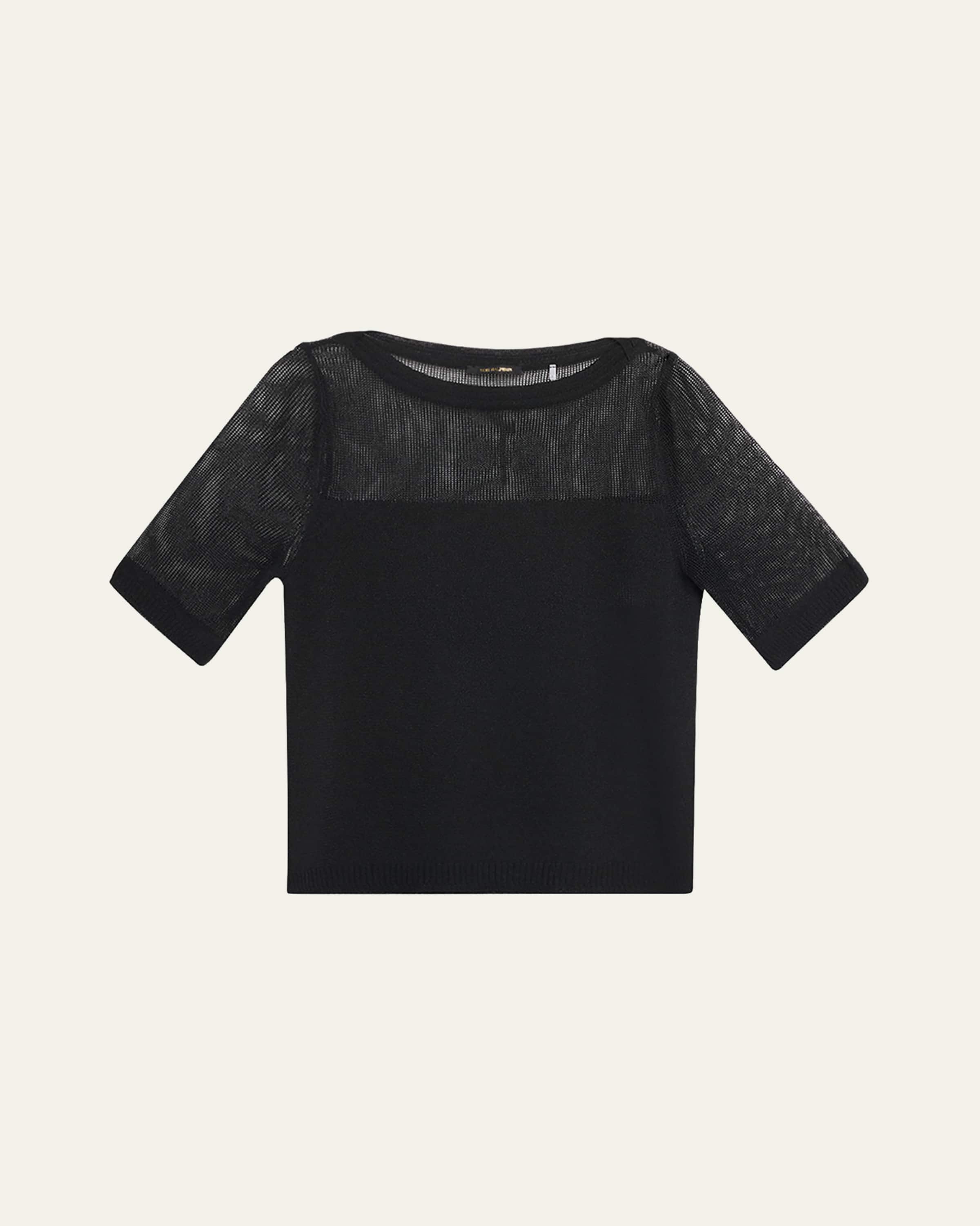 Kobi Halperin Romi Mesh-Yoke Knit Top | Neiman Marcus