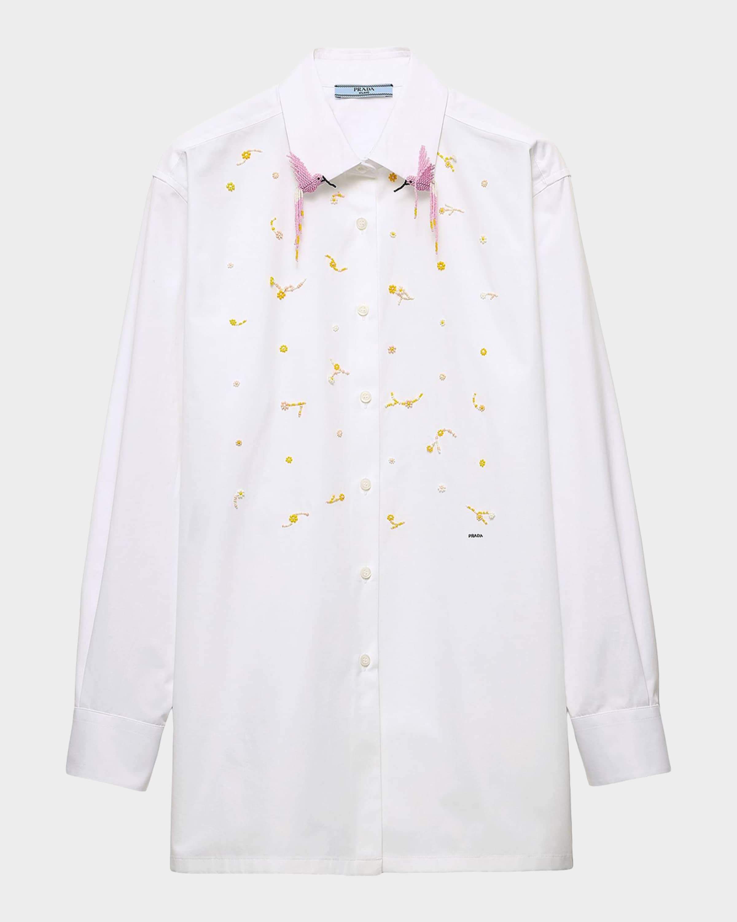 Prada Embroidered Poplin Shirt | Neiman Marcus
