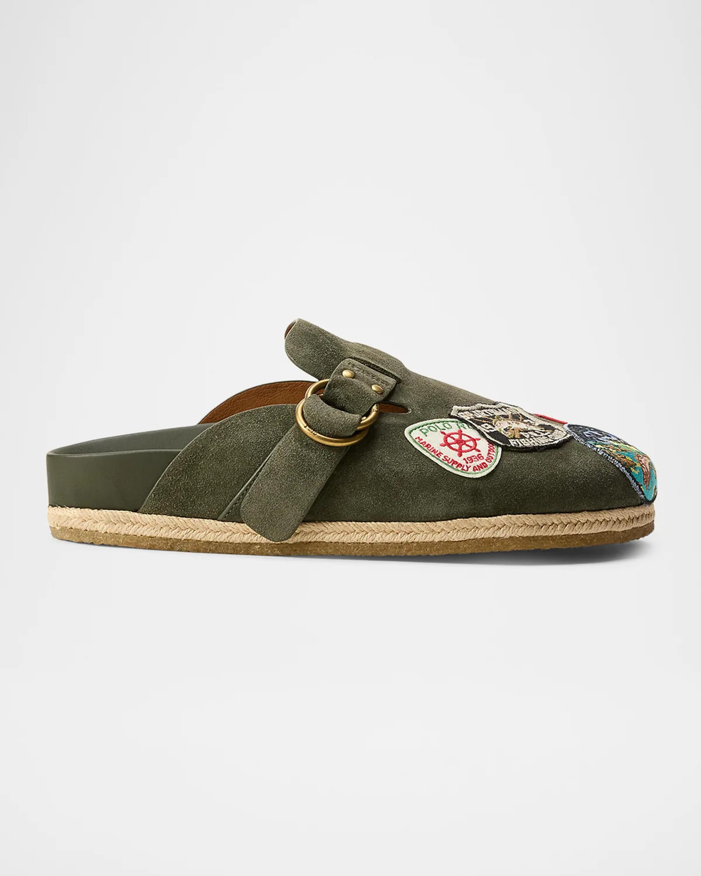 Polo Ralph Lauren Men's Turbach Logo-Patch Suede Clog Sandals
