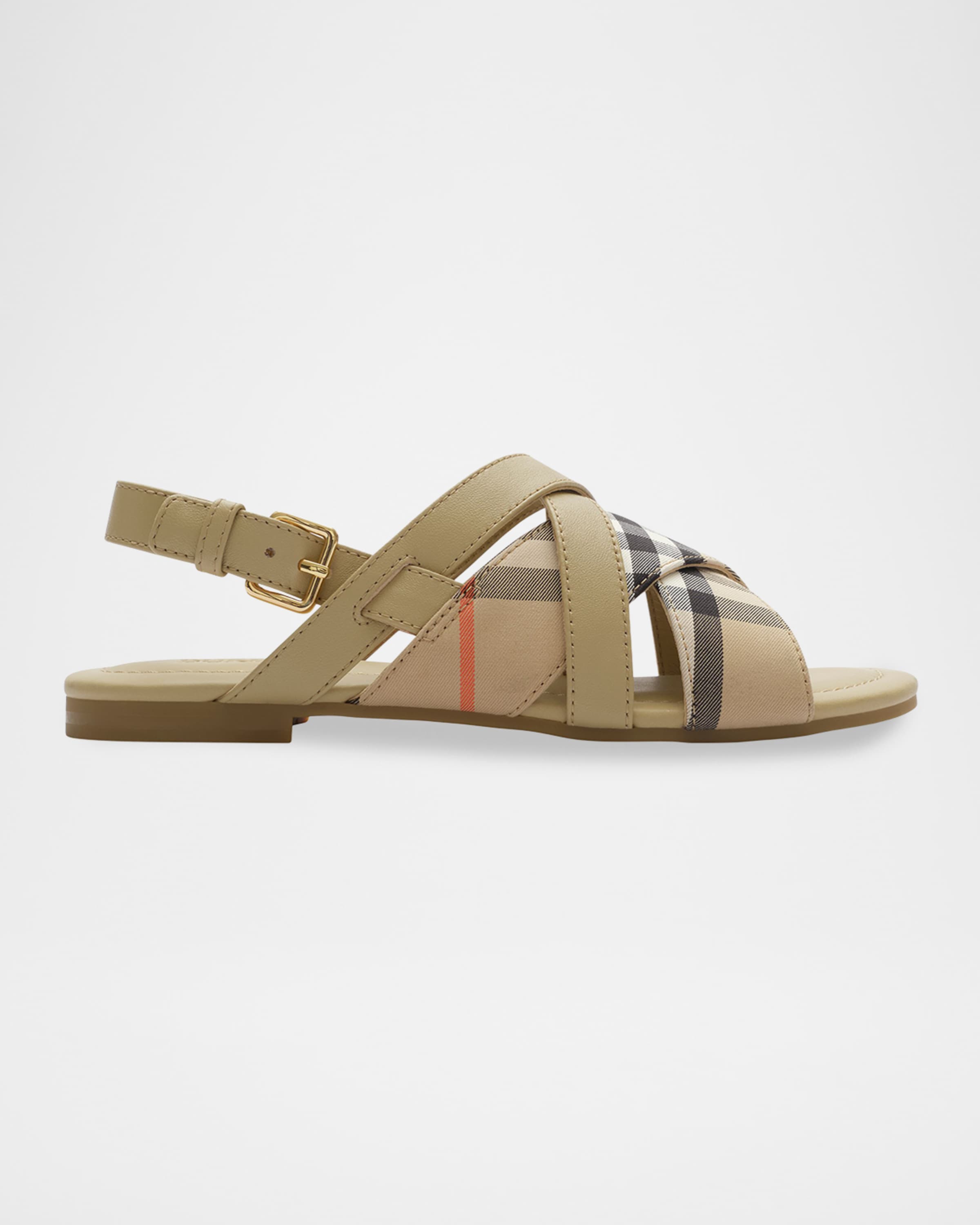 Burberry Girl's Cleo Check Leather Sandals, Kids | Neiman Marcus