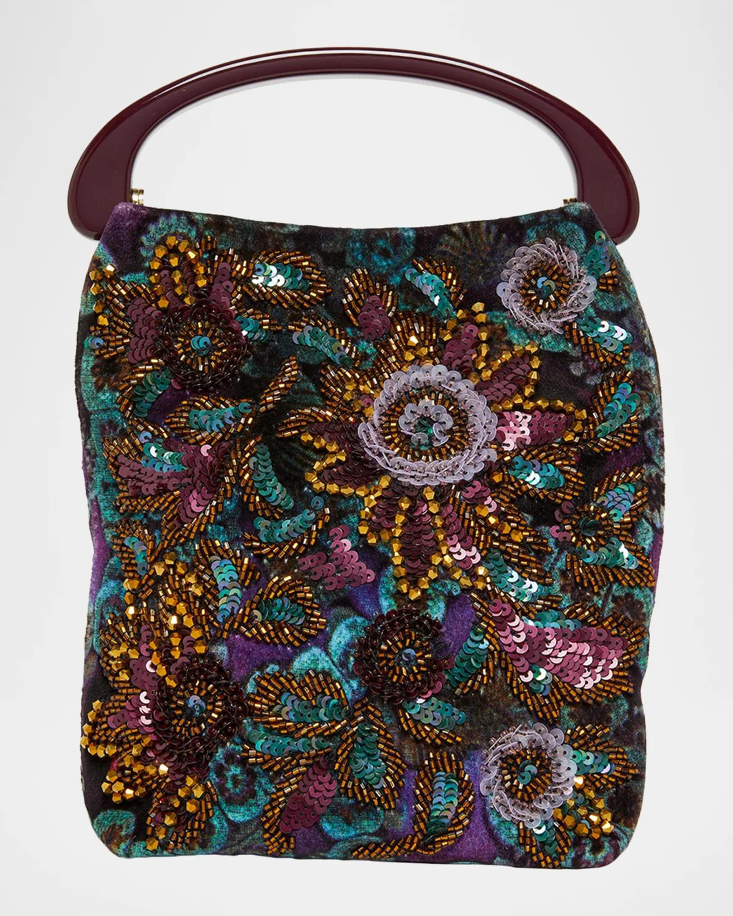 Dries Van Noten Small Bead Embroidered Top-Handle Bag | Neiman Marcus