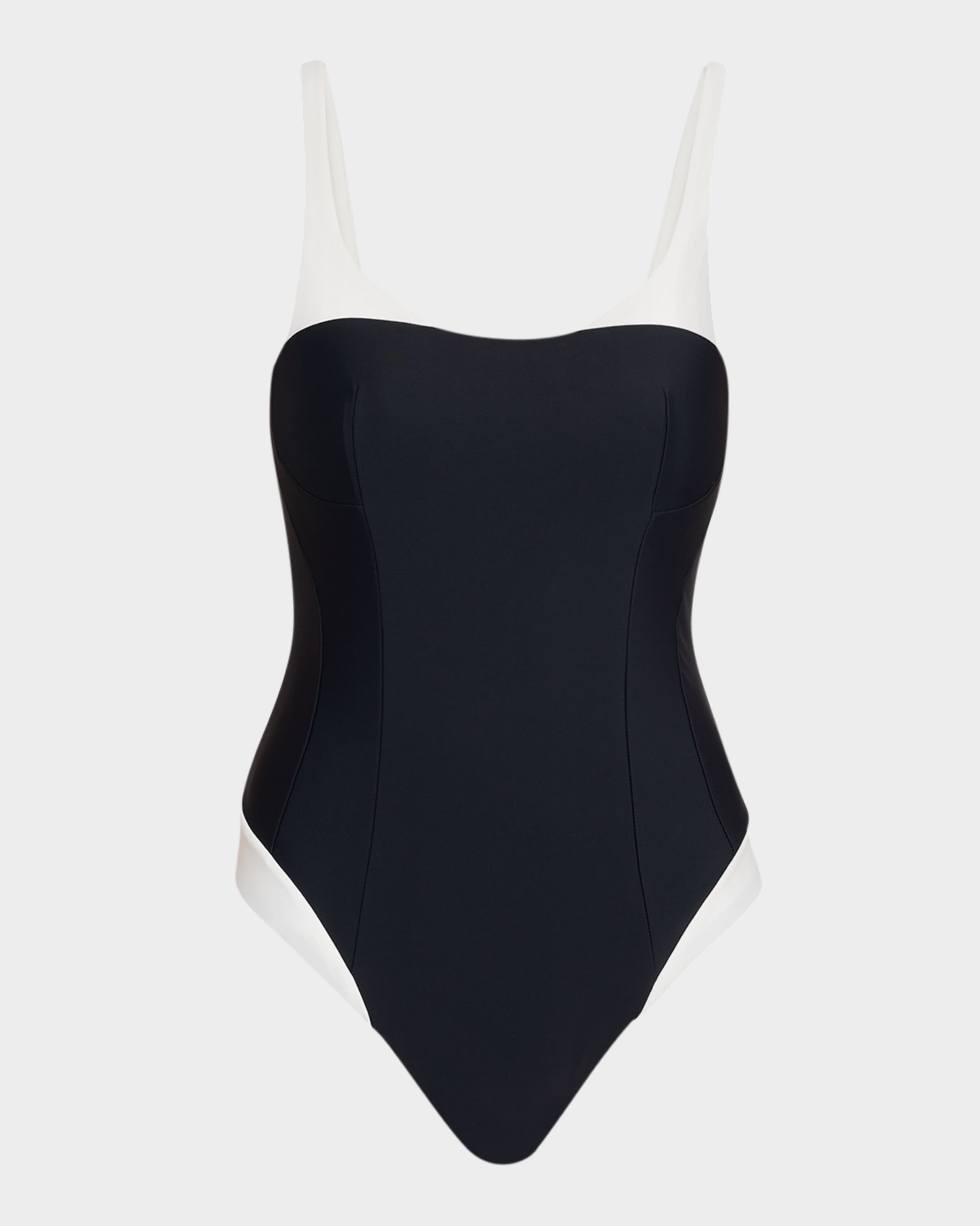 SIMKHAI Char Colorblock One-Piece Swimsuit | Neiman Marcus