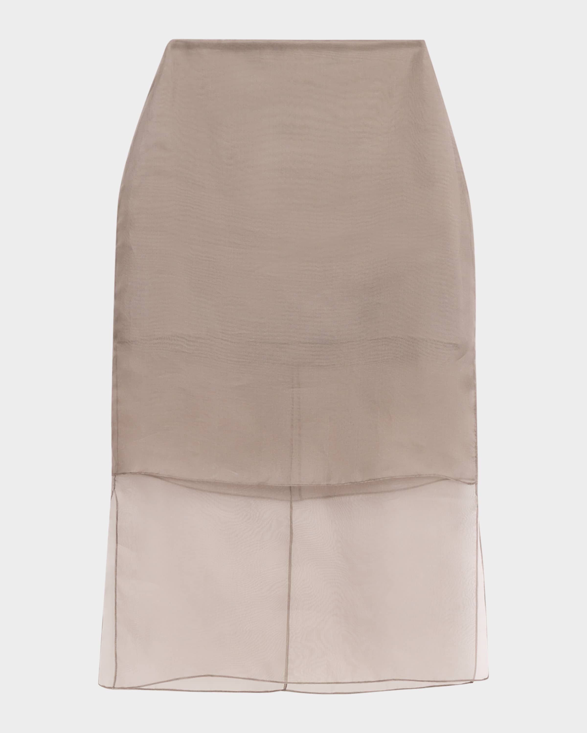 Brandon Maxwell Brett Layered Silk Organza Midi Pencil Skirt