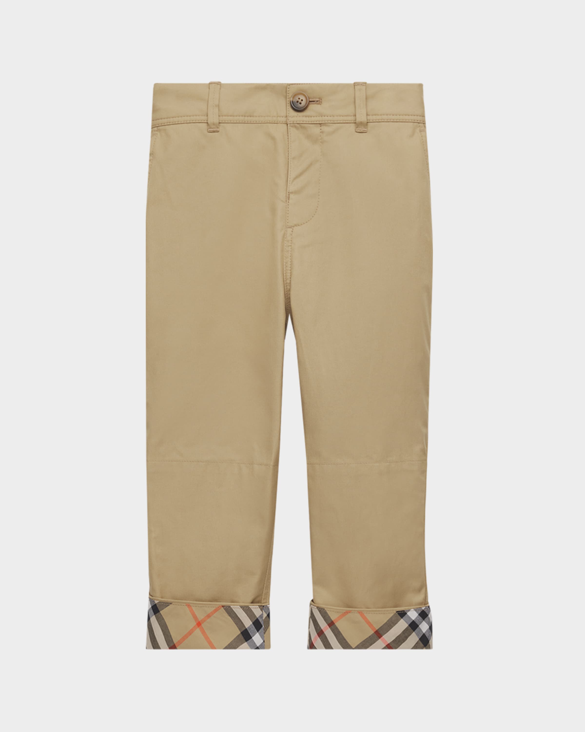 Burberry Boy's Sheldon Check Turn-up Cotton Trousers, Size 6M-3