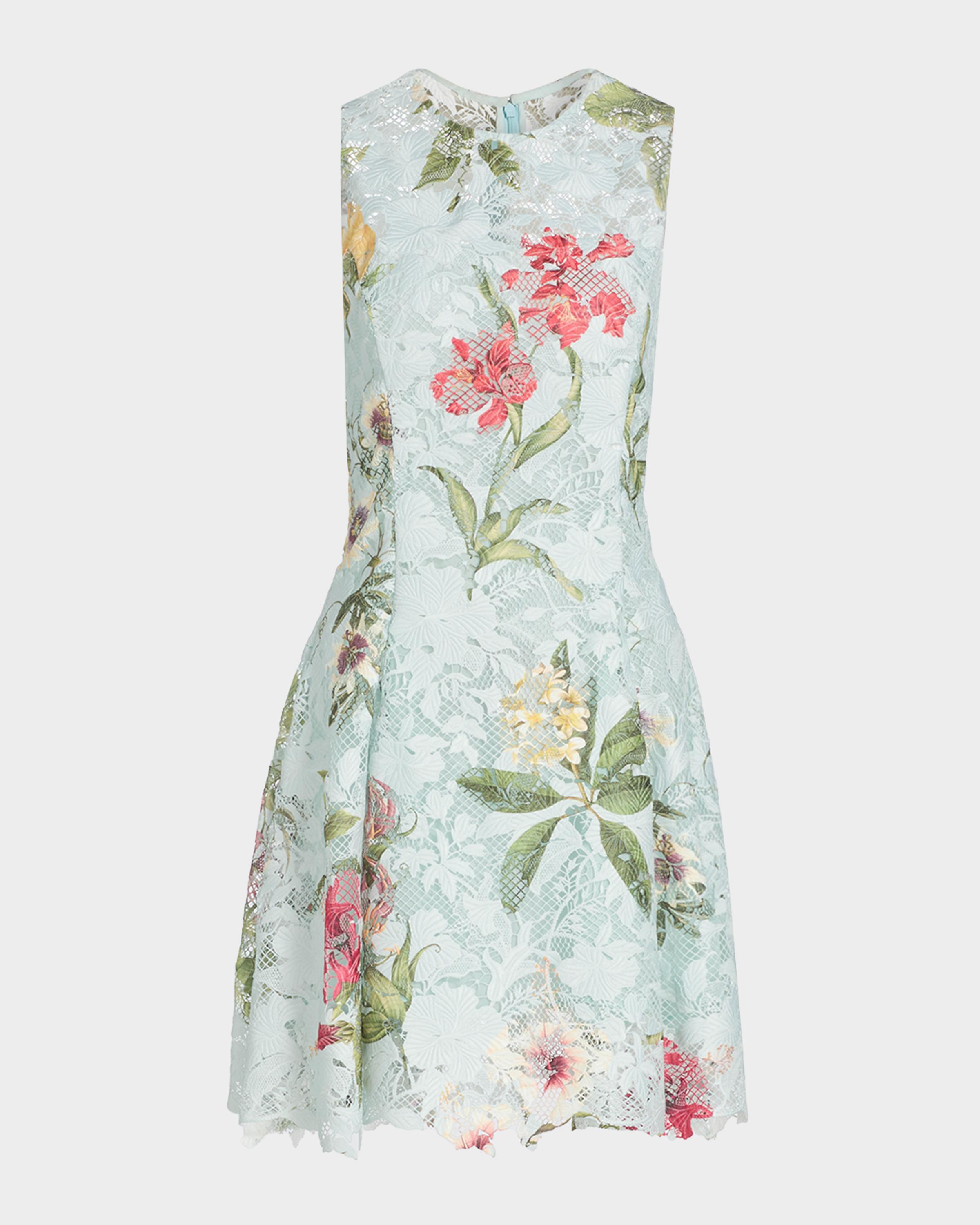 abstract floral guipure mini dress self portrait abstract floral guipure dress