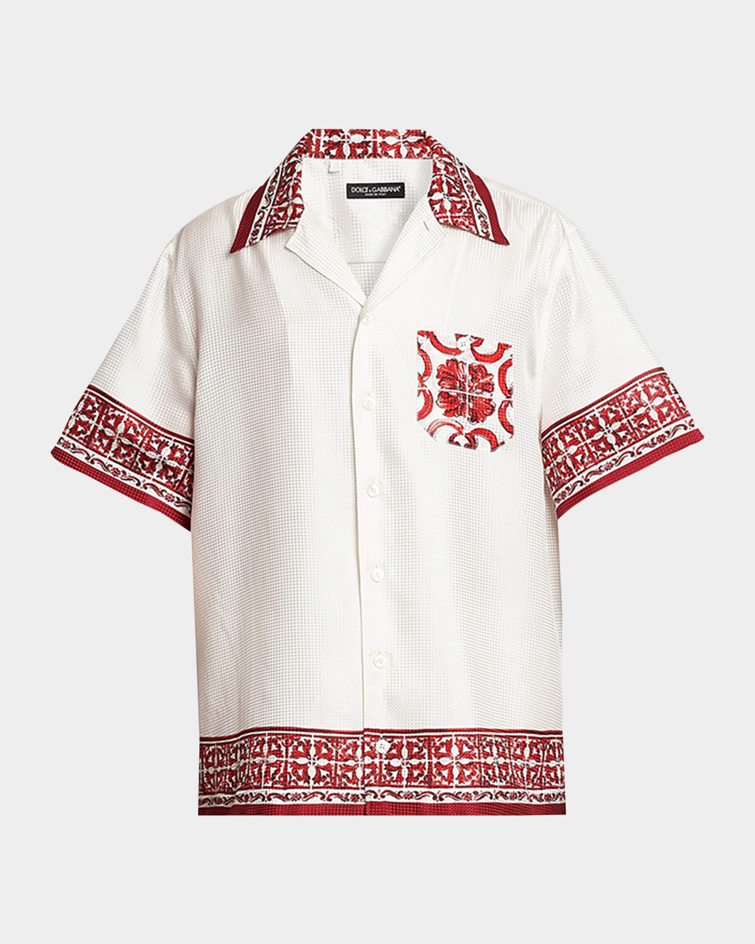 Dolce＆Gabbana マリア＆マヨリカ オーバーサイズTシャツ 44 Dolce&Gabbana Men's Majolica-Print Jacquard Twill Short-Sleeve
