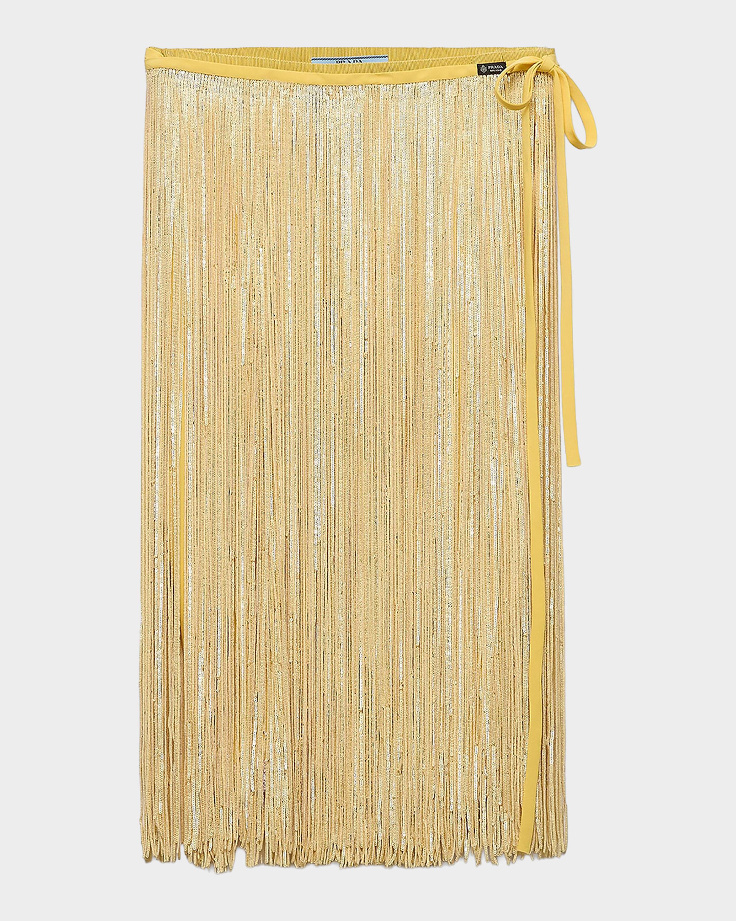Prada Sequined Fringe Wrap Skirt | Neiman Marcus