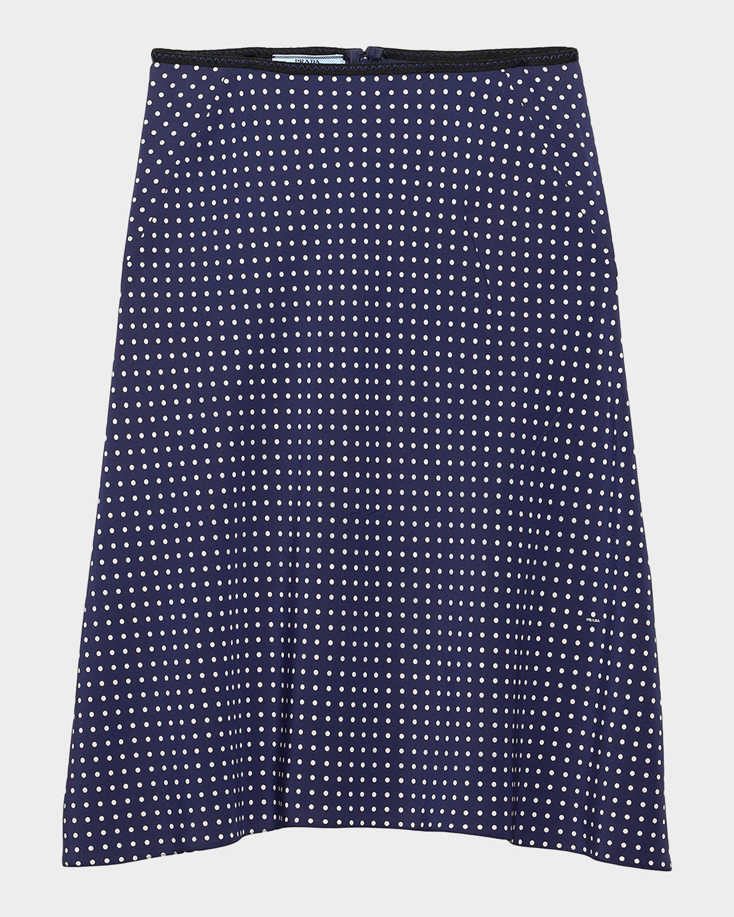 Prada Polka-Dot Marocain Flared Skirt | Neiman Marcus