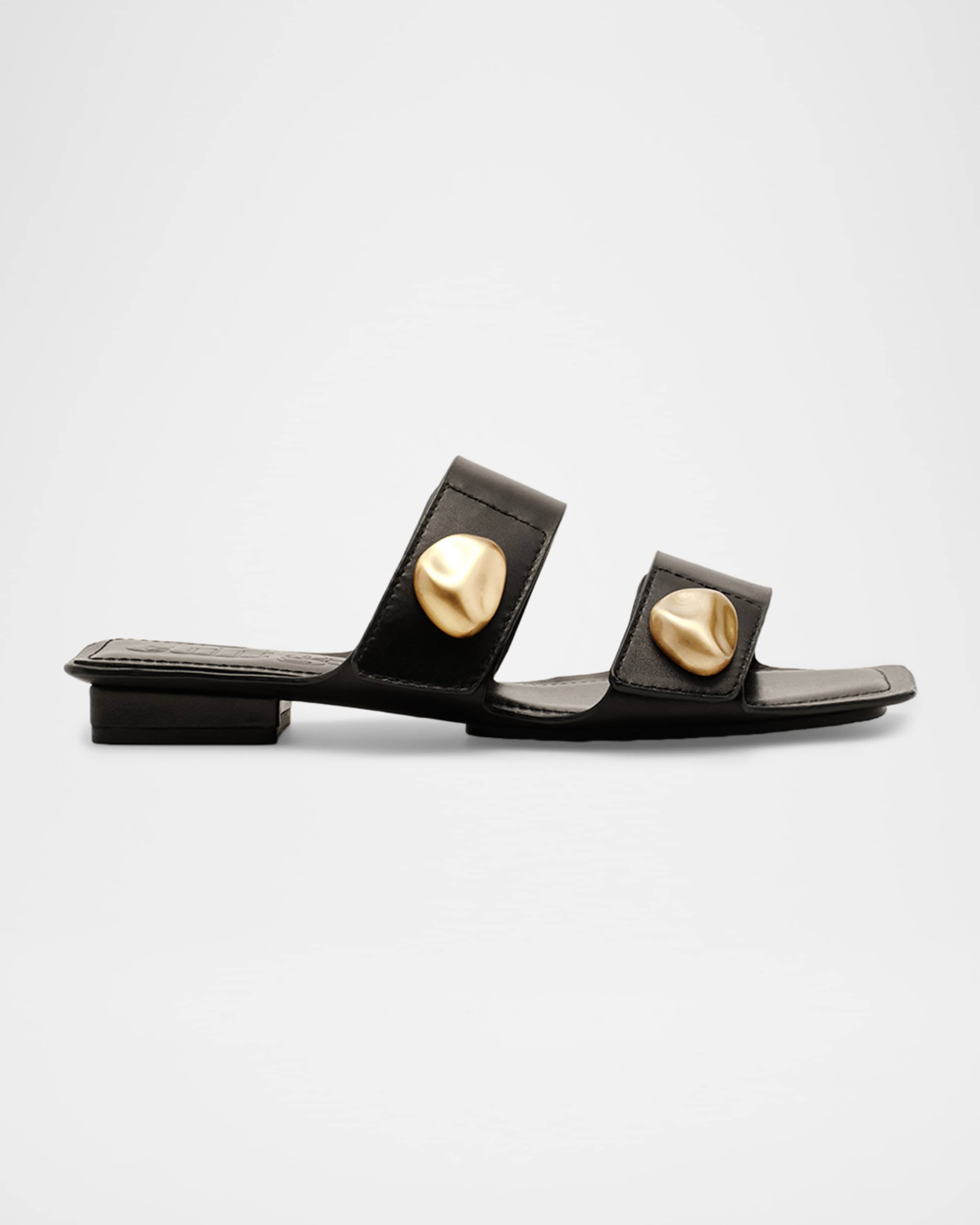 Cult Gaia Ezra Leather Flat Slide Sandals | Neiman Marcus