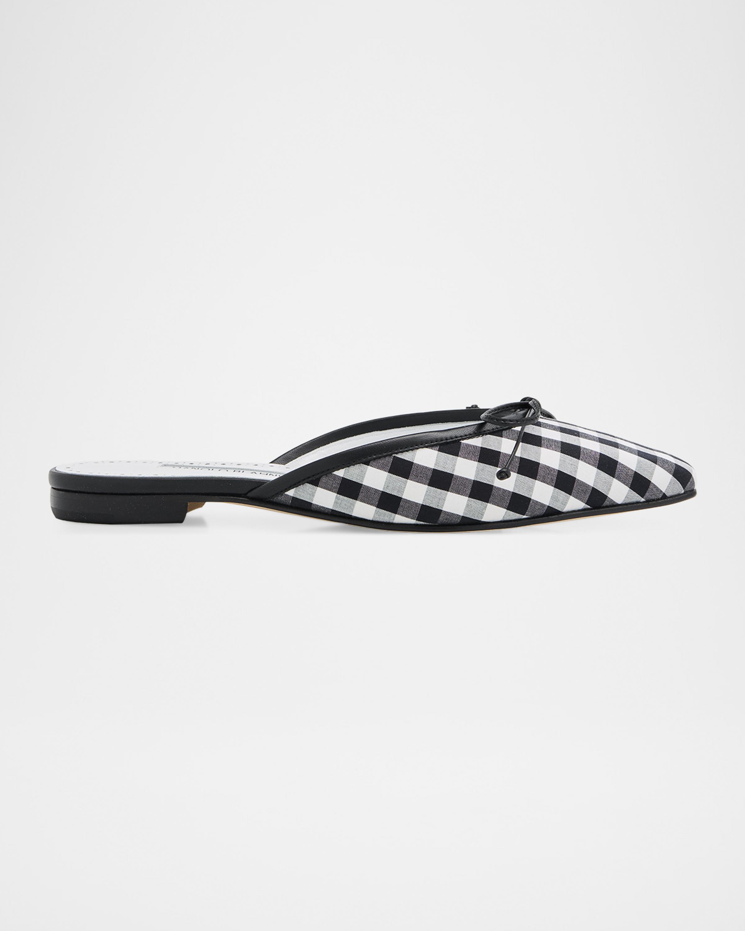 Manolo Blahnik Ballerimu Gingham Mules | Neiman Marcus