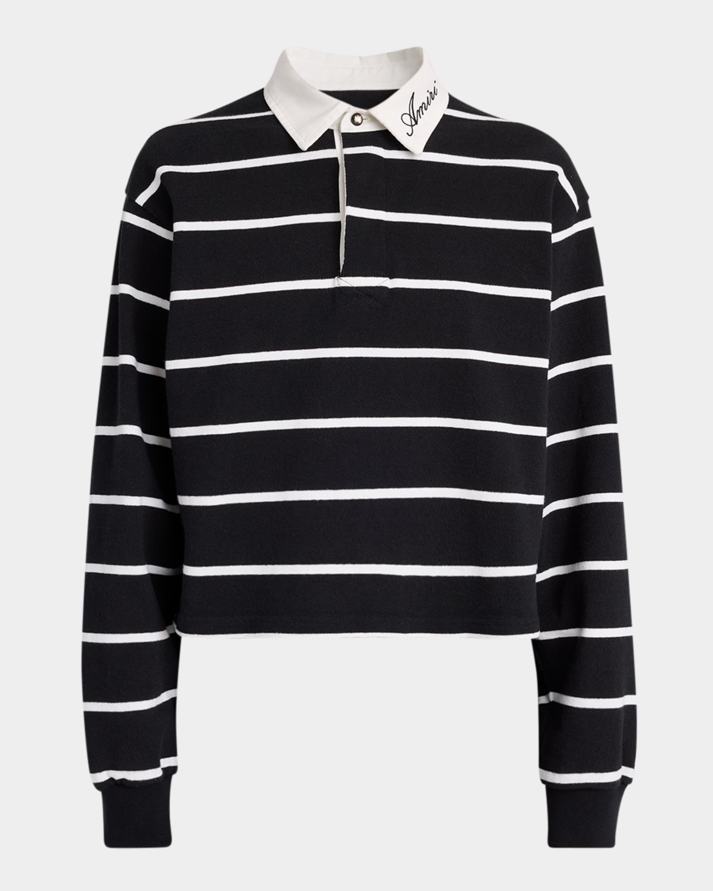 Amiri Logo-Embroidered Striped Polo Shirt | Neiman Marcus