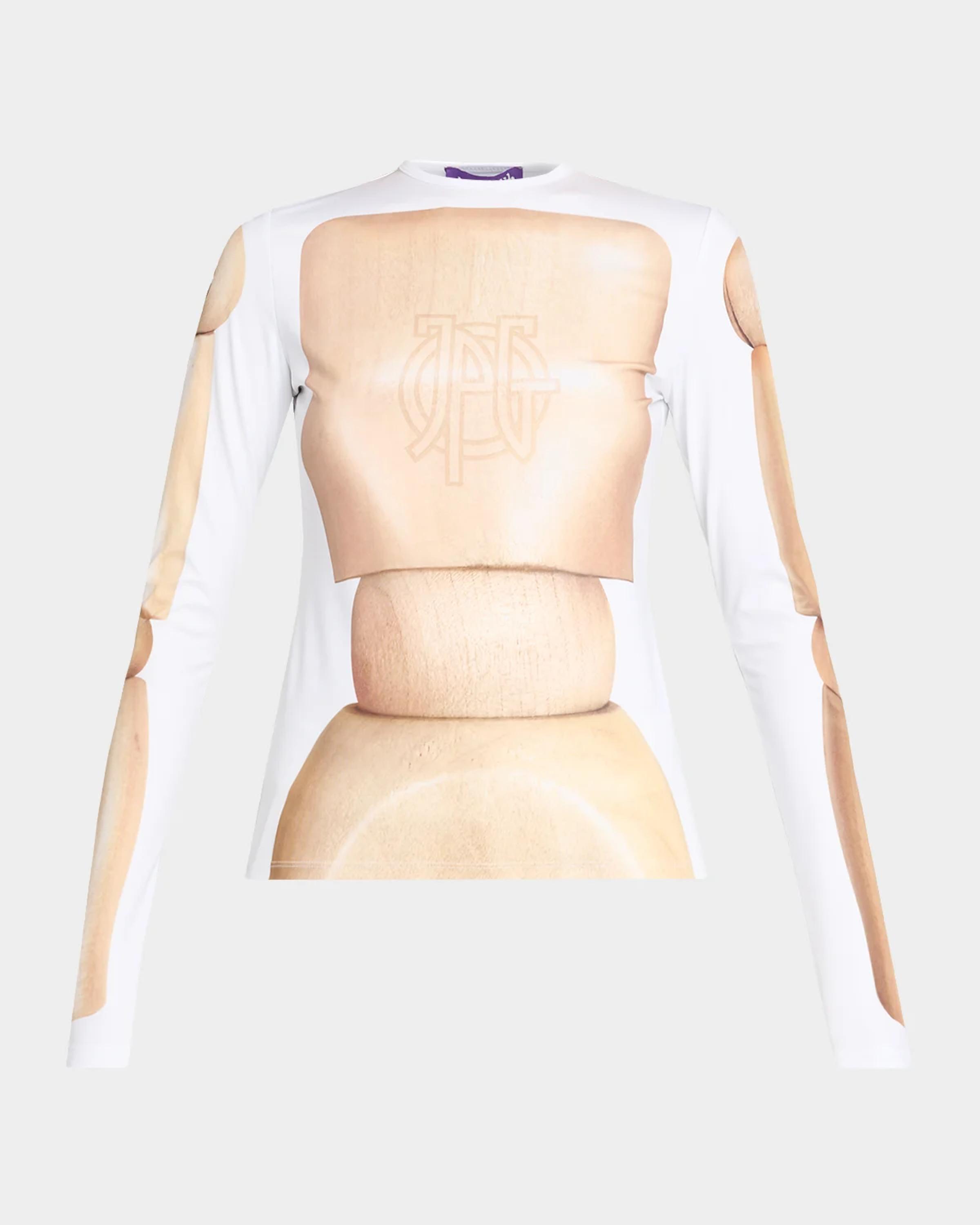 Jean Paul Gaultier Wooden Body Trompe L'oeil Jersey Long-Sleeve T