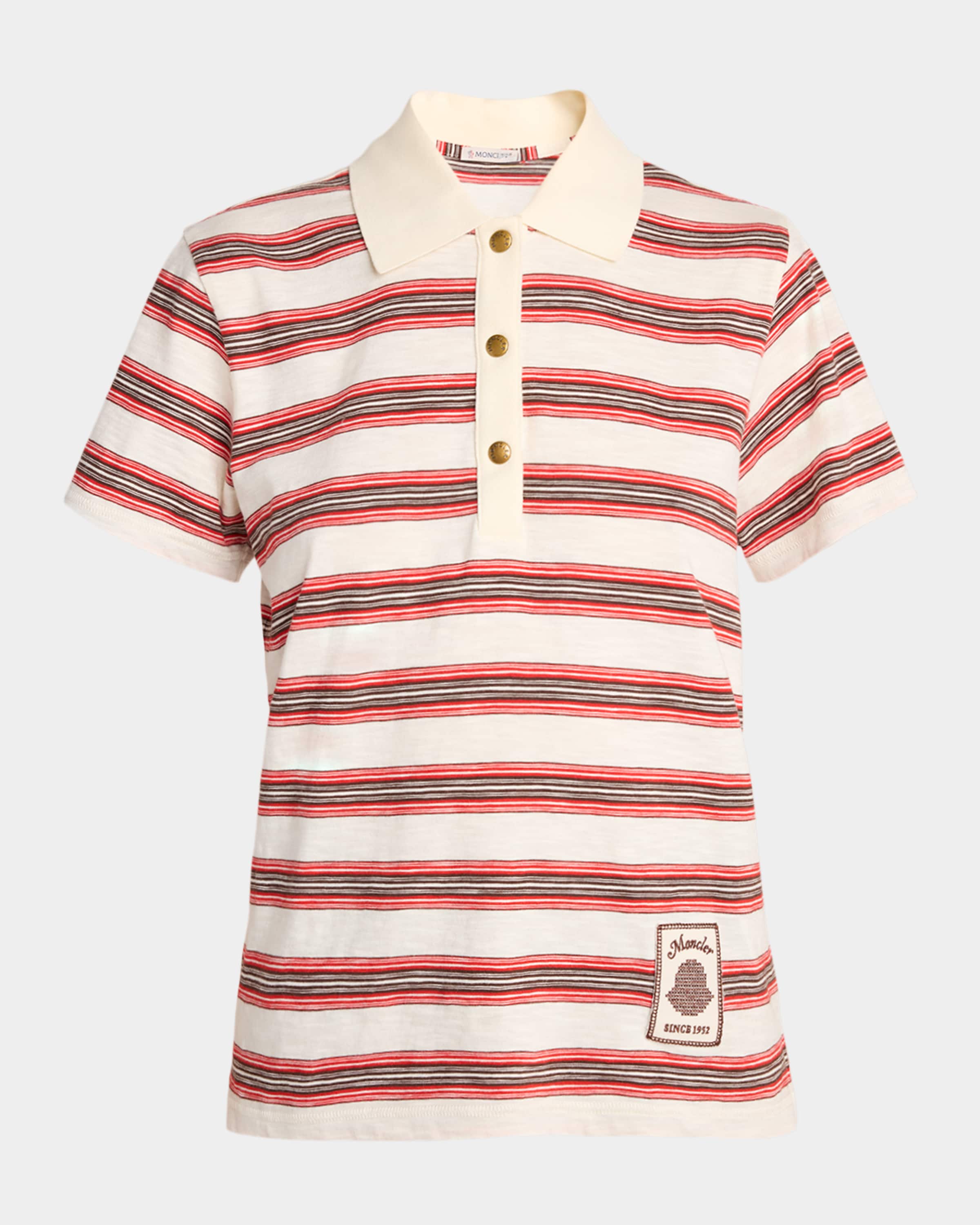 Moncler Striped Short-Sleeve Polo | Neiman Marcus