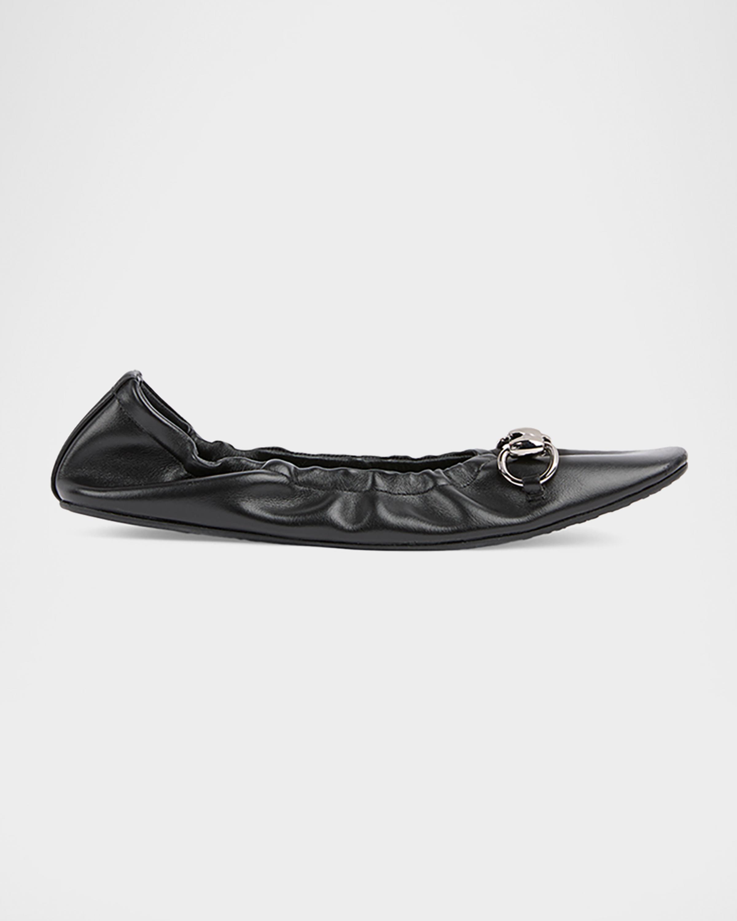 GUCCI MOCA BELLES GOMMA ブラック E 40 Gucci Prima Leather Ballerina Flats | Neiman Marcus