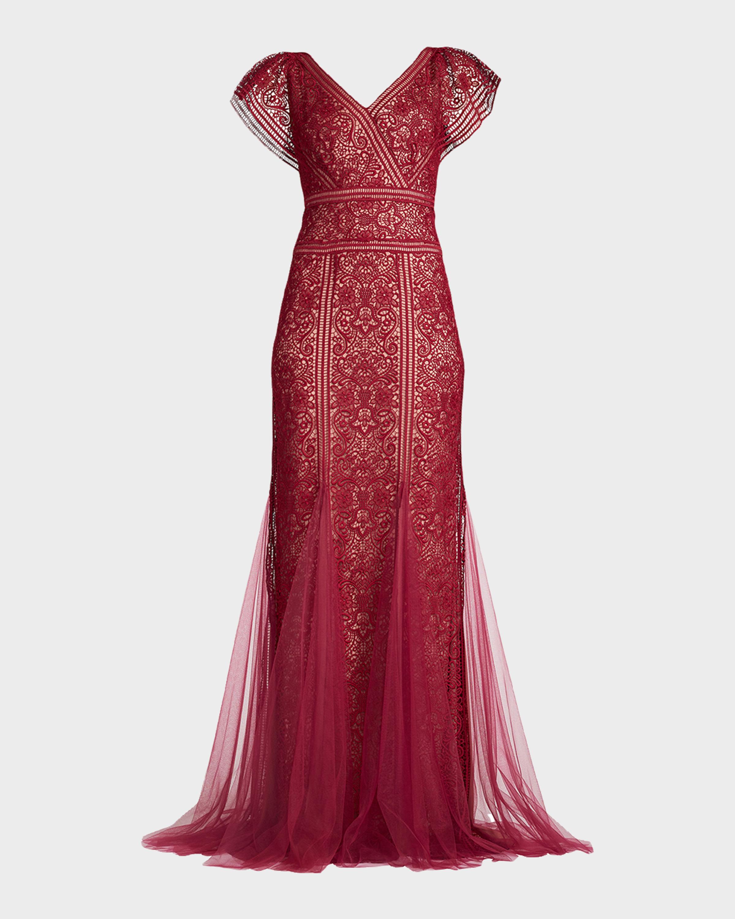 Tadashi Shoji Embroidered Lace Gown | Neiman Marcus