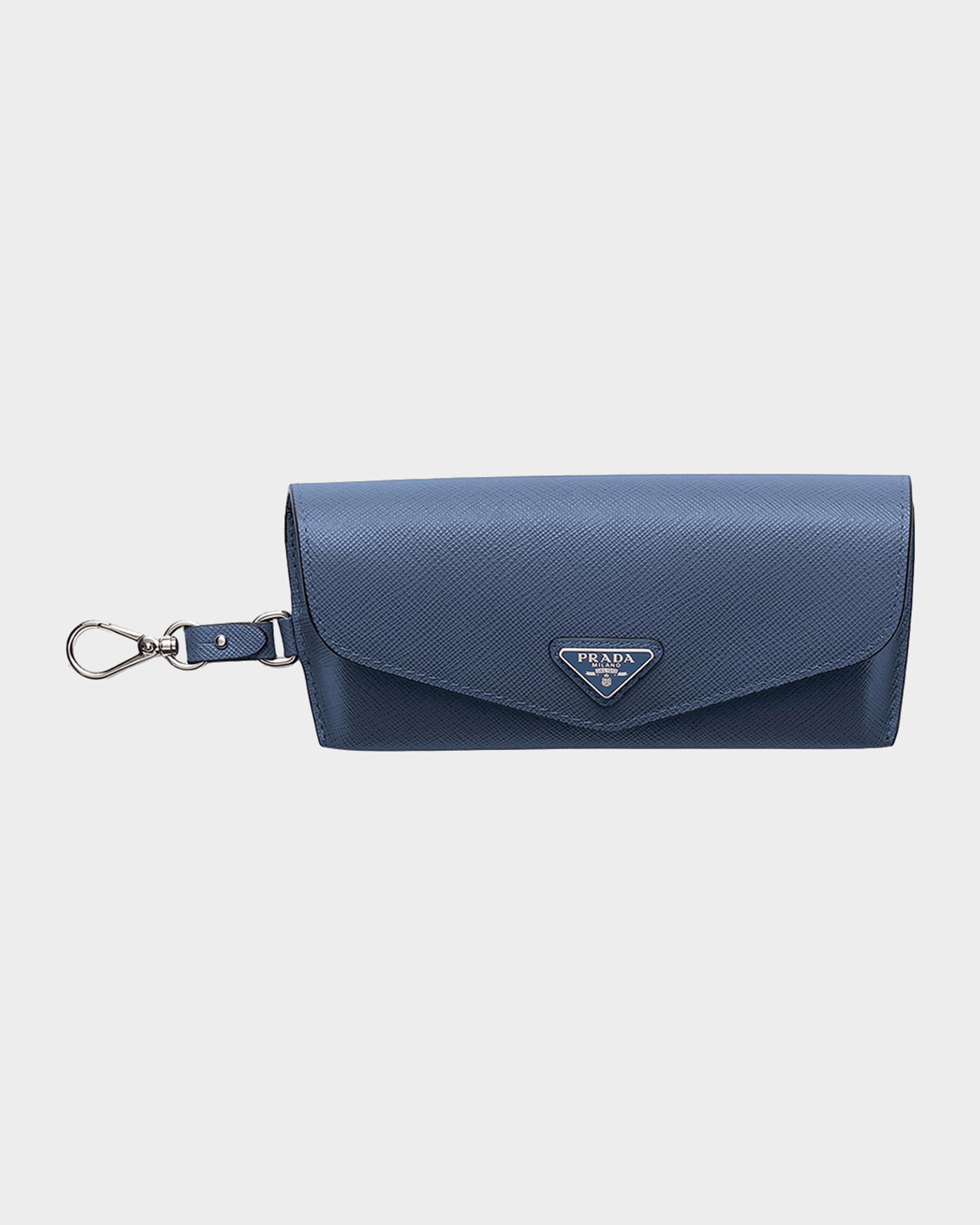 PRADA SAFFIANO TRIANG ケース BLUETTE Prada Saffiano Leather Eyeglasses Case | Neiman Marcus