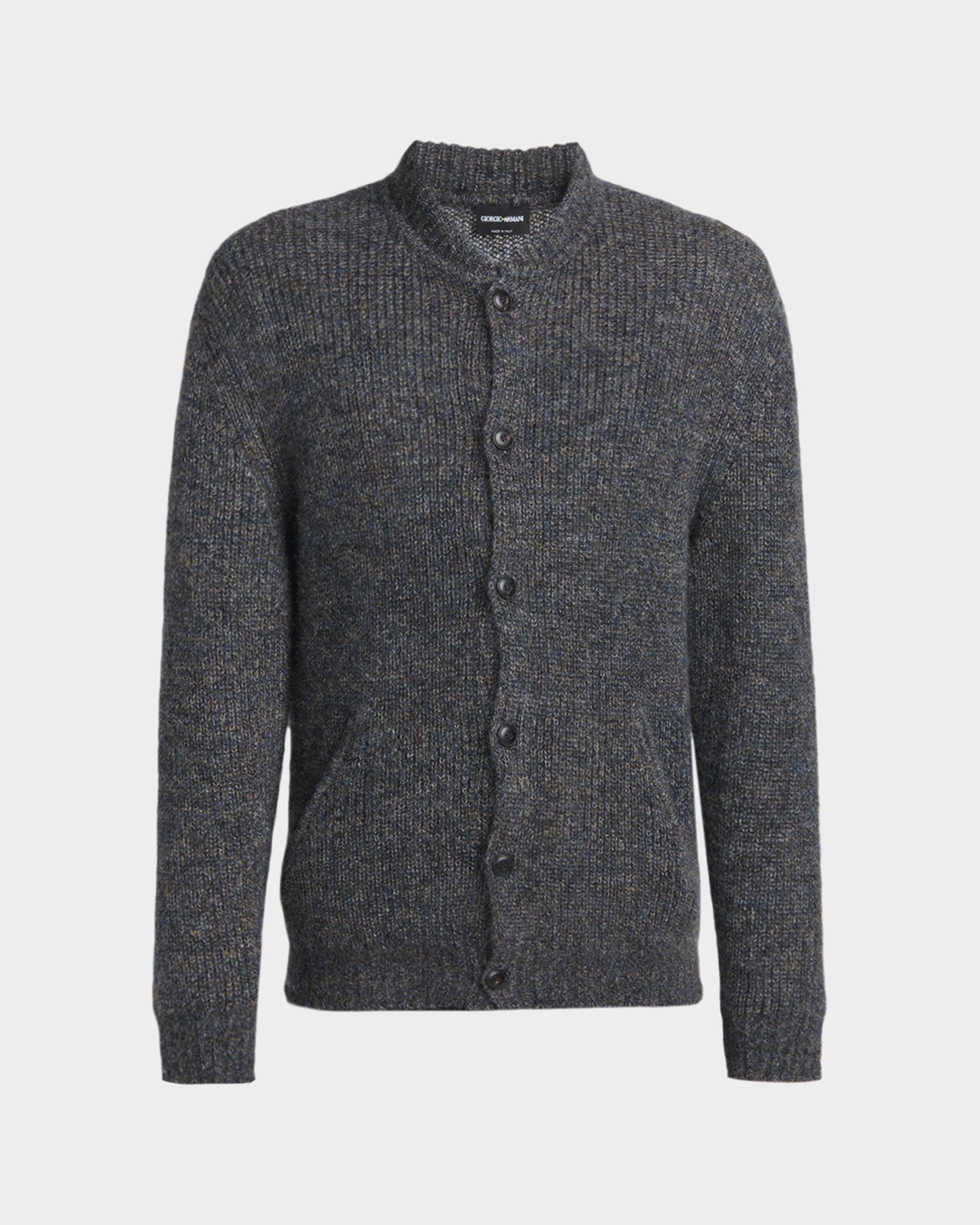 Giorgio Armani Men's Rib-Knit Mohair-Blend Cardigan | Neiman Marcus
