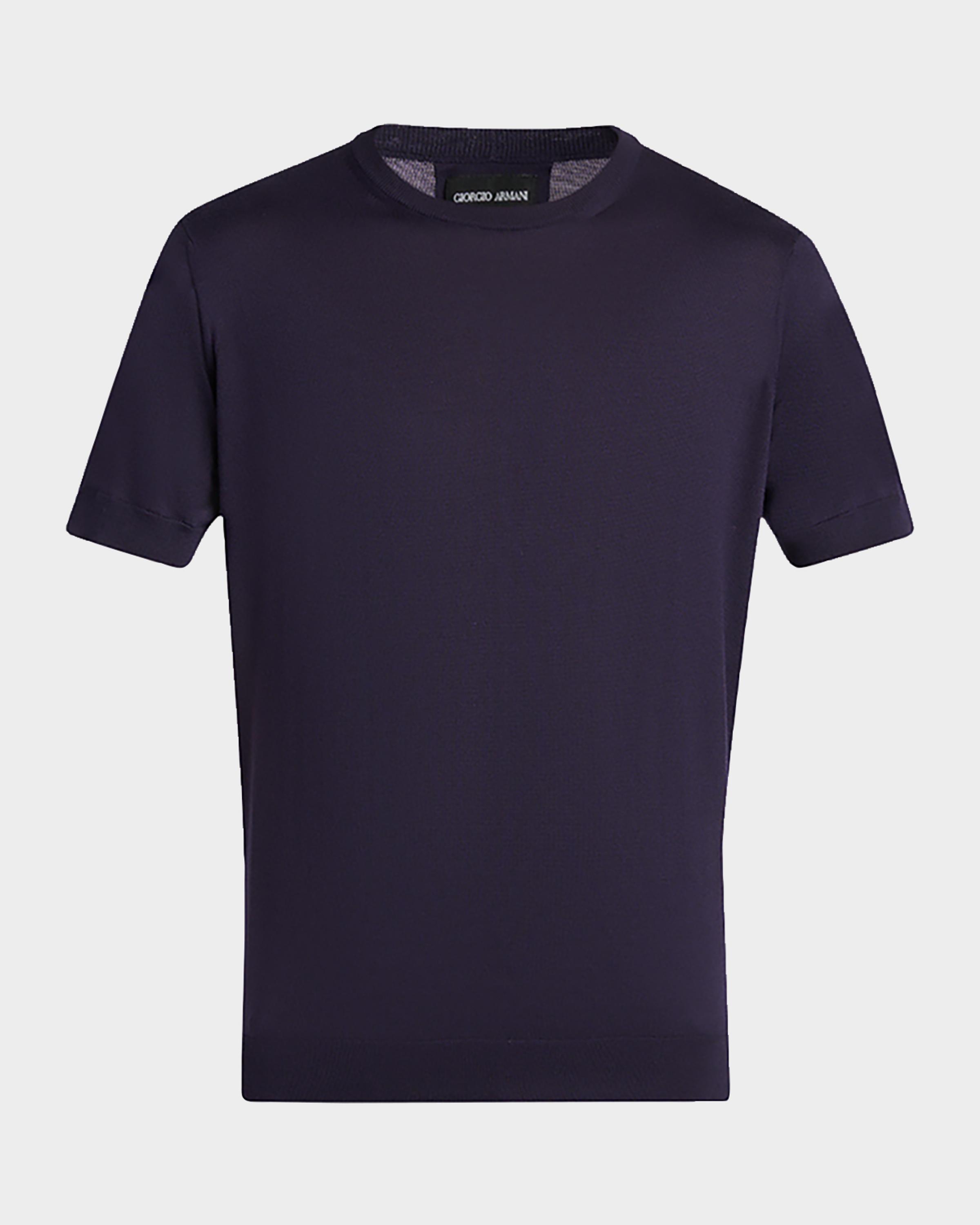 GIORGIO ARMANI 半袖　ニット　Tシャツ ネイビー　48 GIORGIO ARMANI 半袖 ニット Tシャツ ネイビー 48 Giorgio Armani