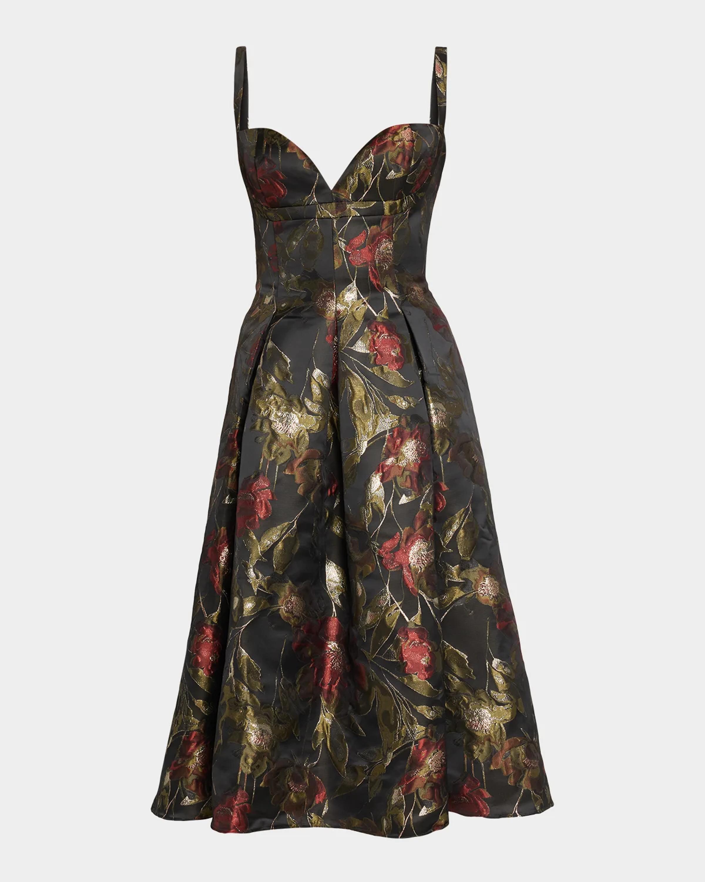 Aidan Mattox Holly Floral Jacquard Knee-Length Dress | Neiman Marcus