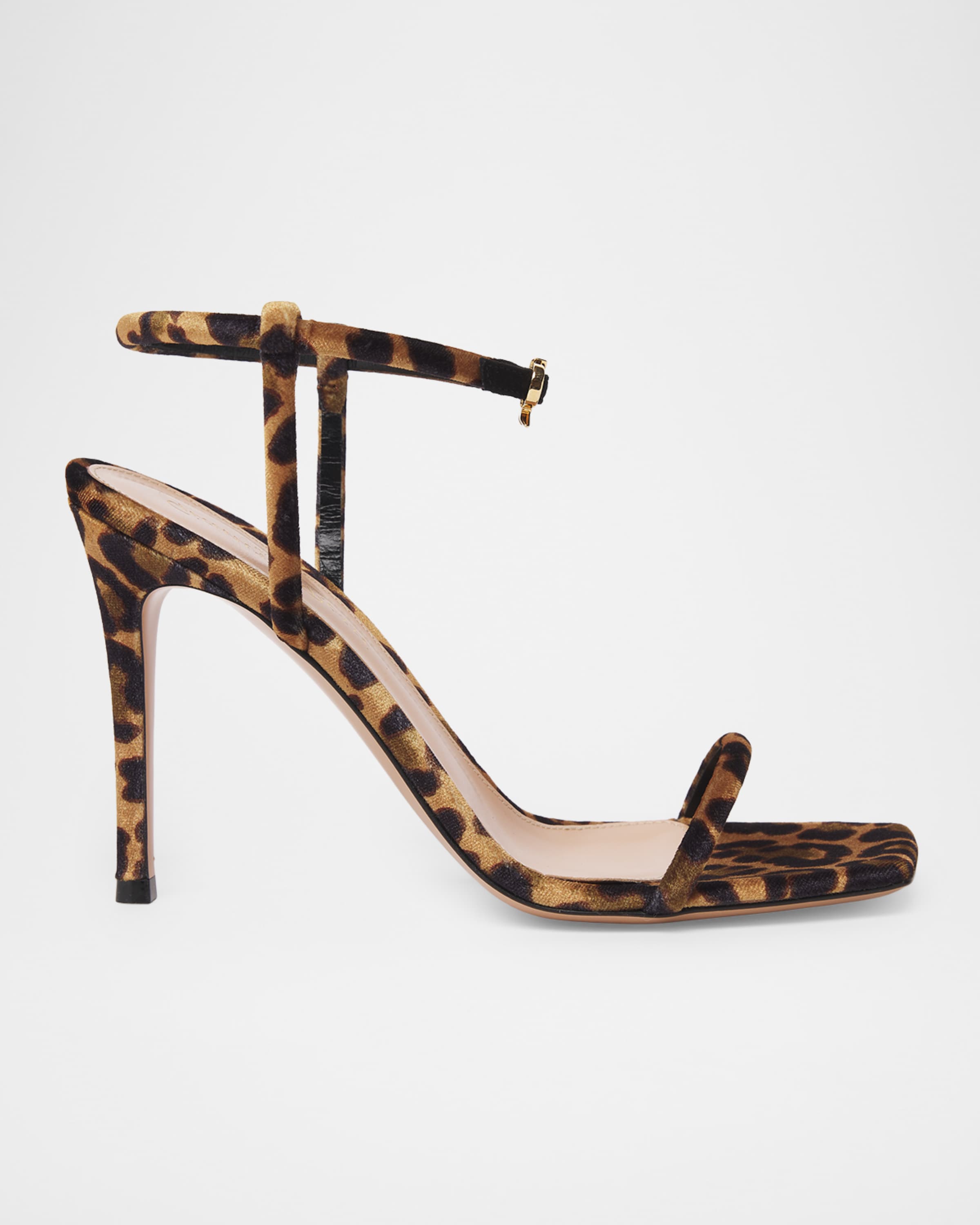y*3様 sergio rossi ブラック ミュール ゴールドバンド Gianvito Rossi 95mm Leopard-Printed Velvet Ankle-Strap Sandals