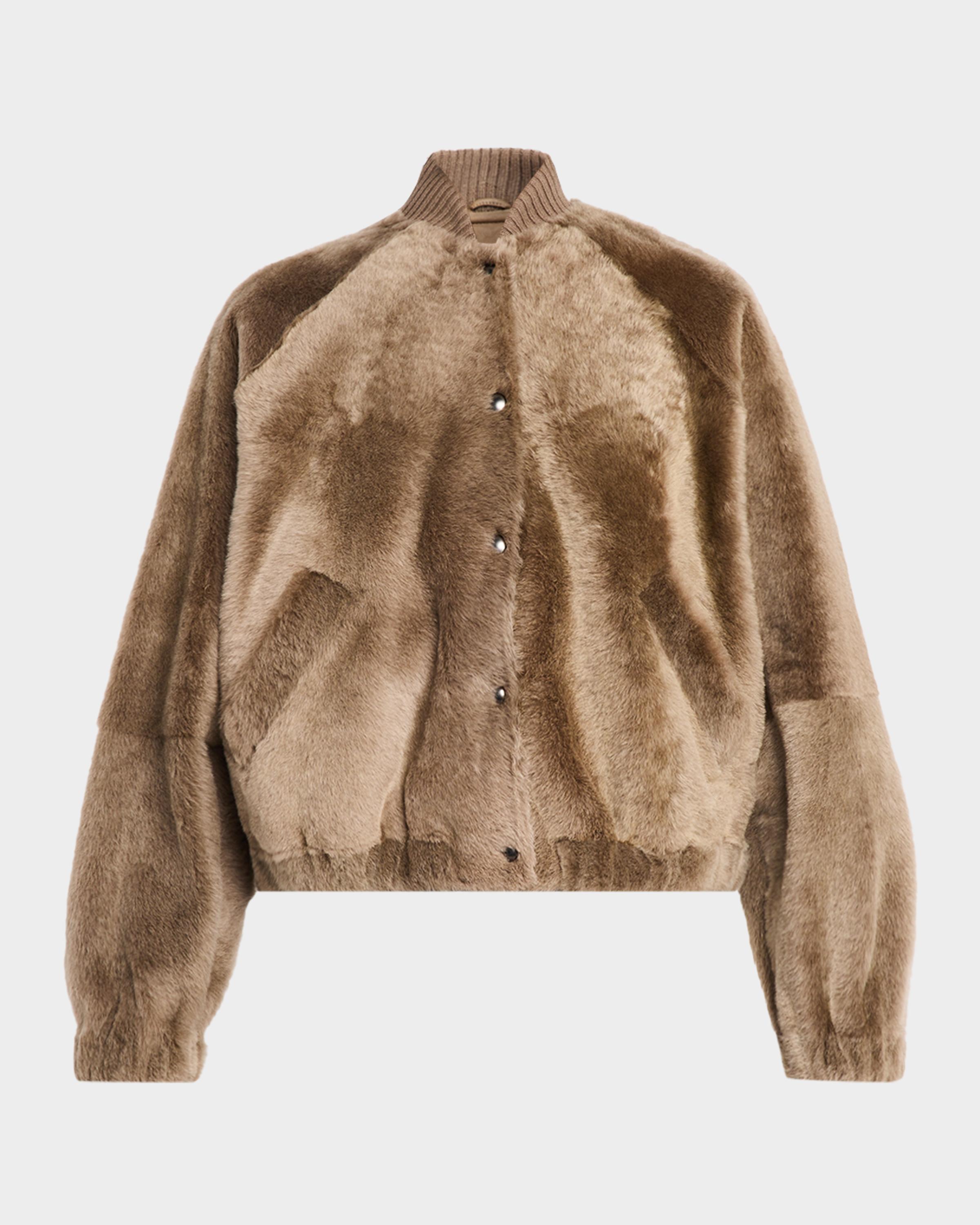 Brunello Cucinelli Velour Lamb Shearling Bomber Jacket | Neiman Marcus