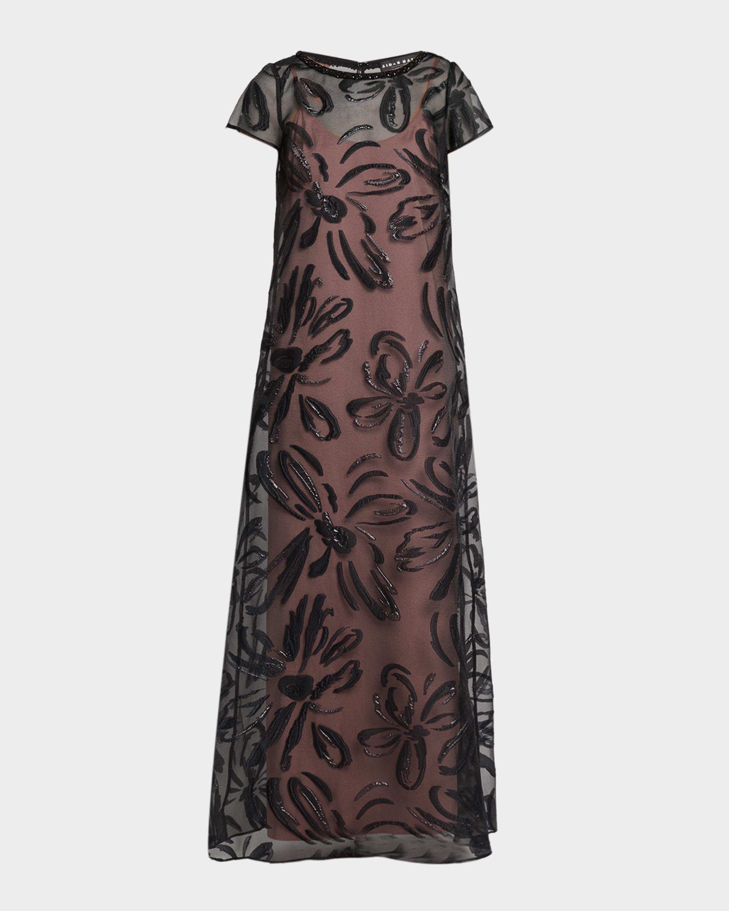 Aidan Mattox Metallic Floral Organza Jacquard Gown | Neiman Marcus