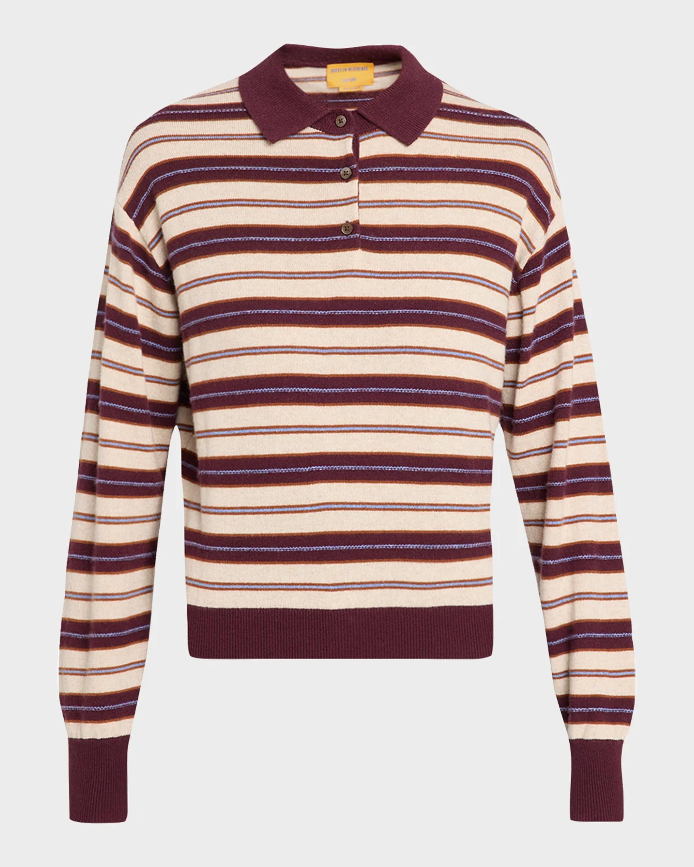 Guest in Residence Collegiate Striped Cashmere Polo Sweater