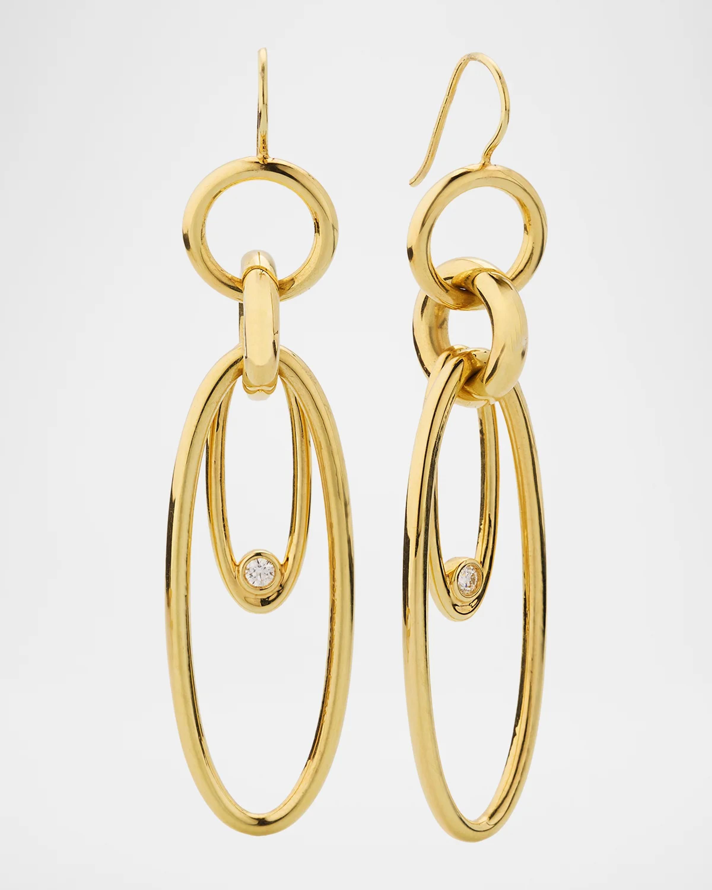 Ippolita Circle and Oval Links Jetset 18K Gold Earrings with