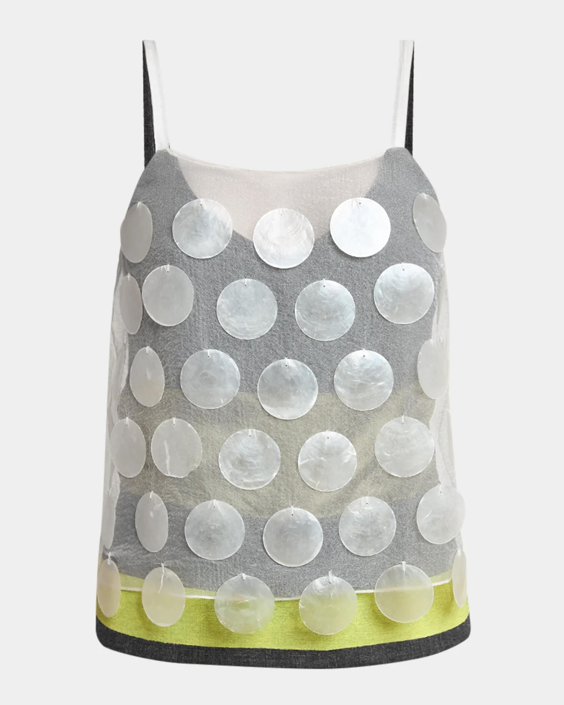 Marni Sleeveless Disc-Embellished Layered Top | Neiman Marcus
