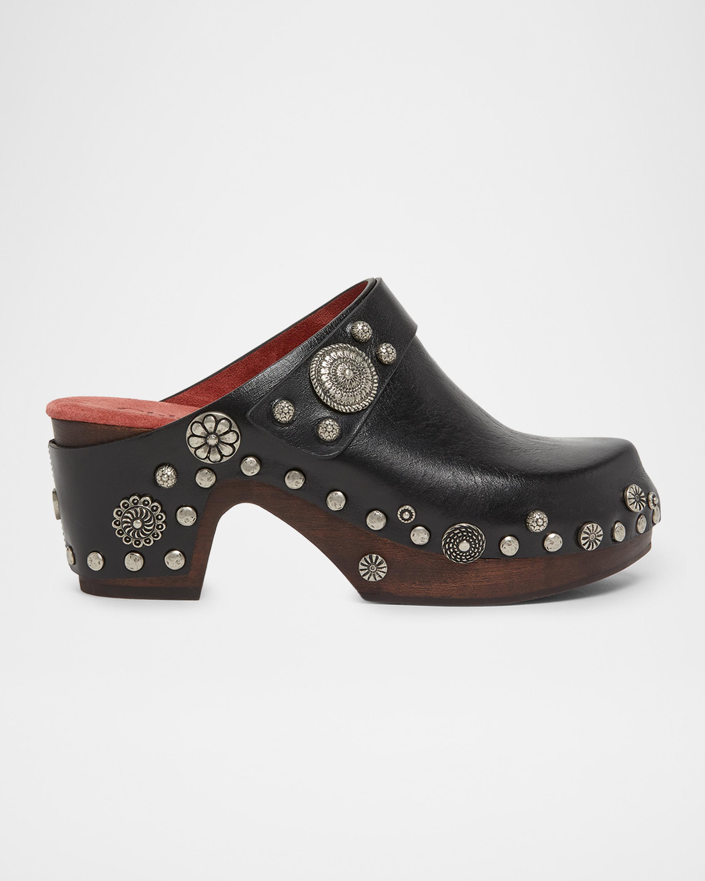 Chloe 70mm Talis Studded Leather Clogs | Neiman Marcus