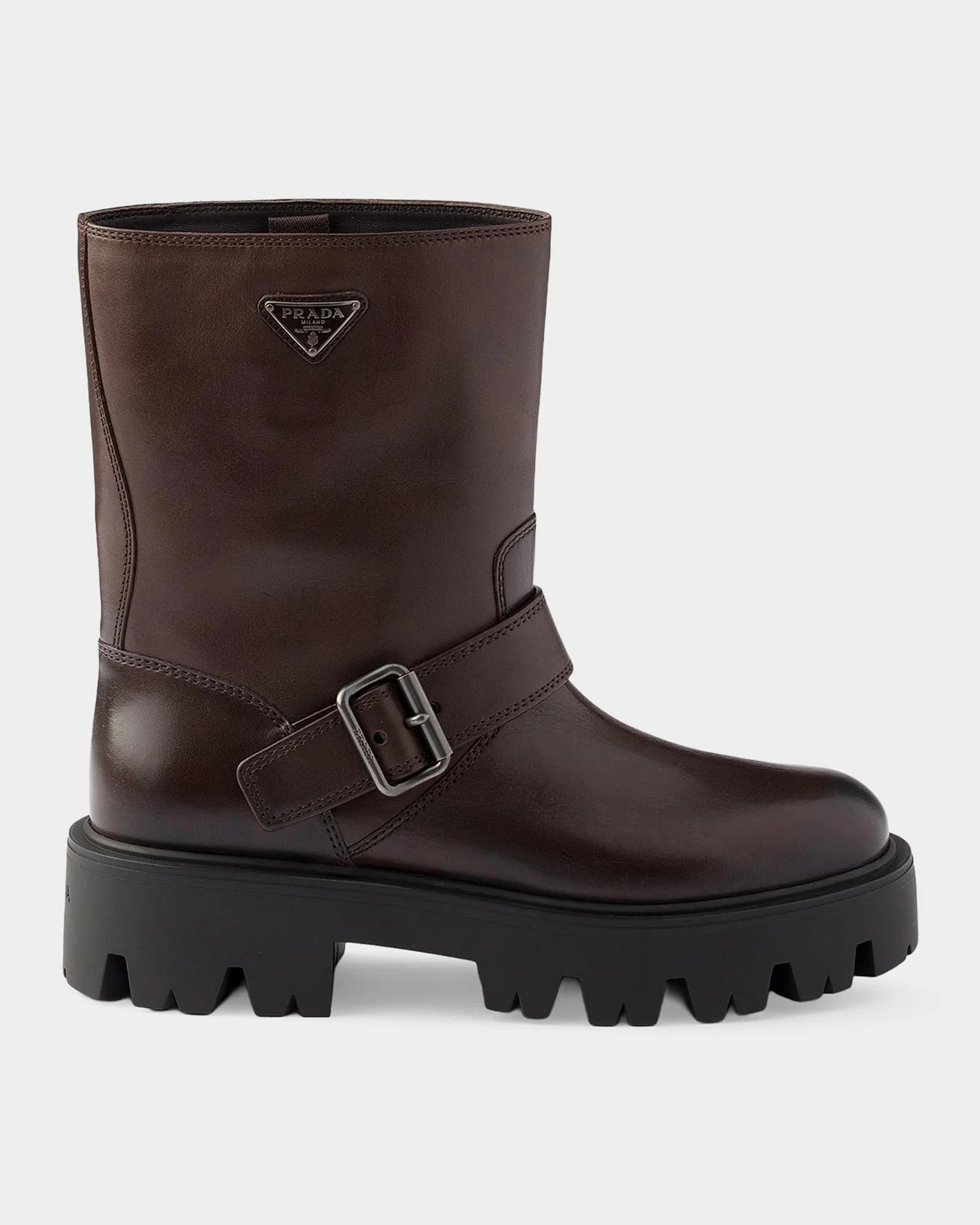 PRADA レザーエンジニアブーツ38 24.5㎝〜25.0㎝ イタリア製 Prada Mid-Calf Leather Boots | Neiman Marcus