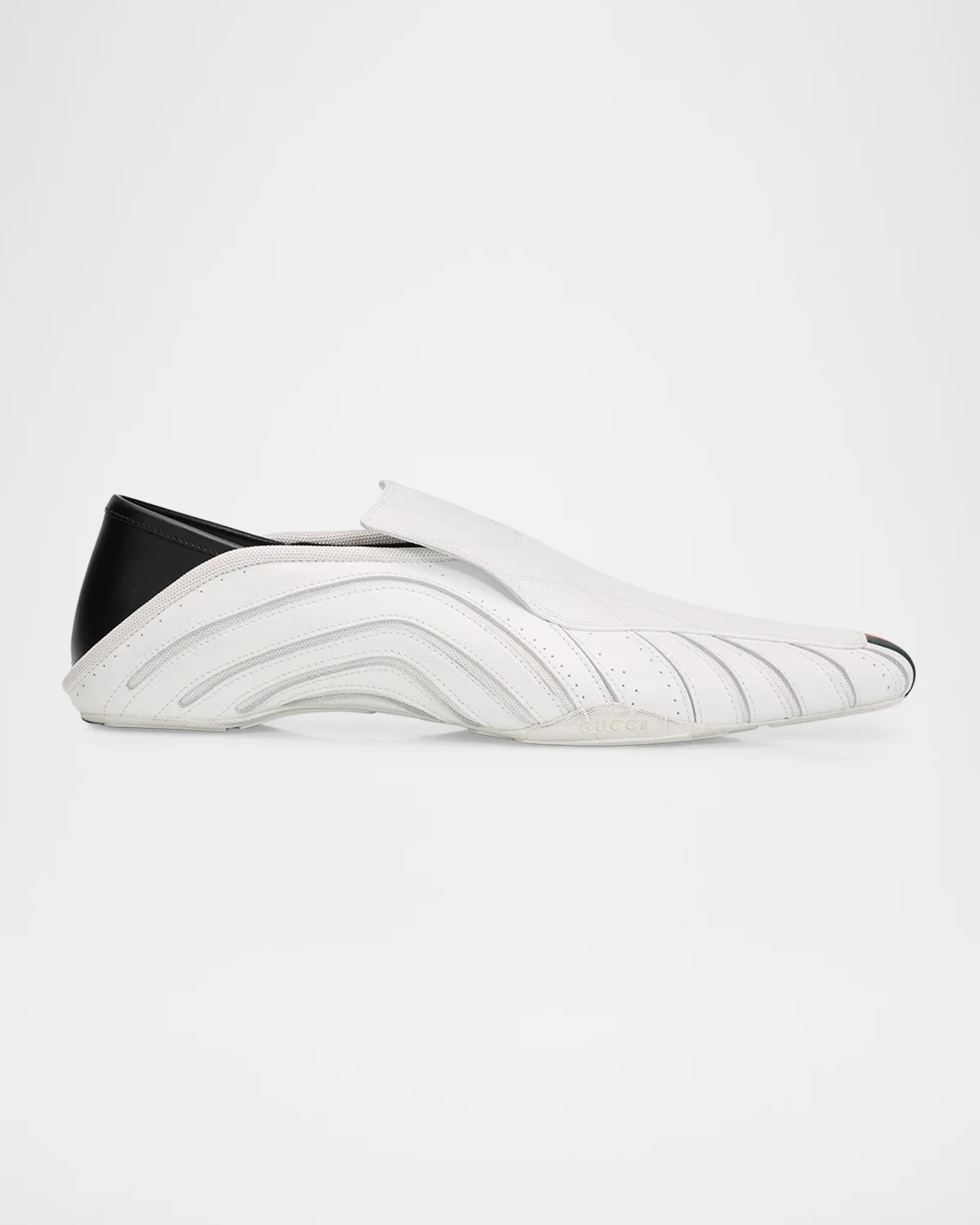 Gucci Men's Miami Leather Web Slip-On Sneakers | Neiman Marcus
