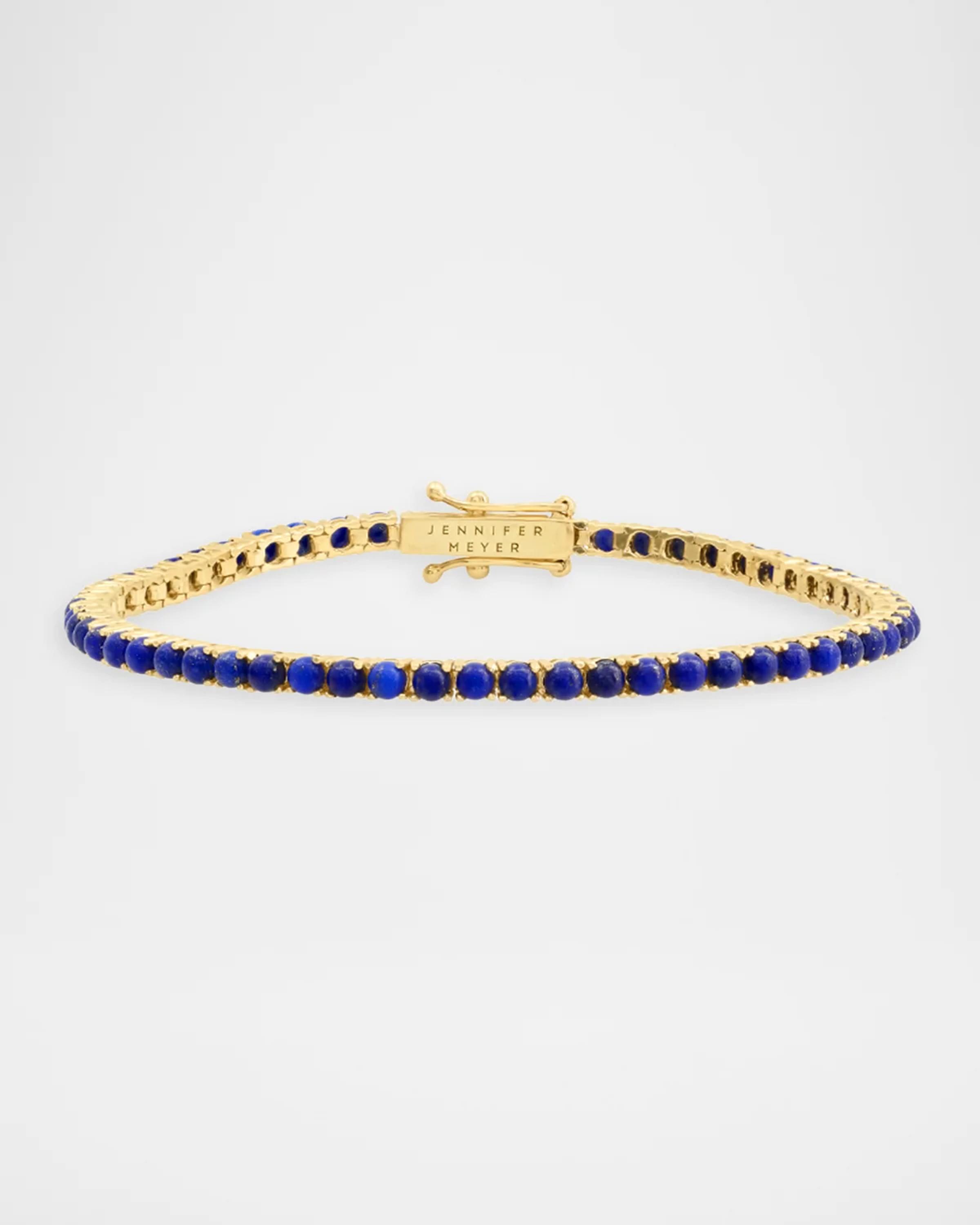 Jennifer Meyer 18K Yellow Gold 4-Prong Lapis Large Tennis Bracelet