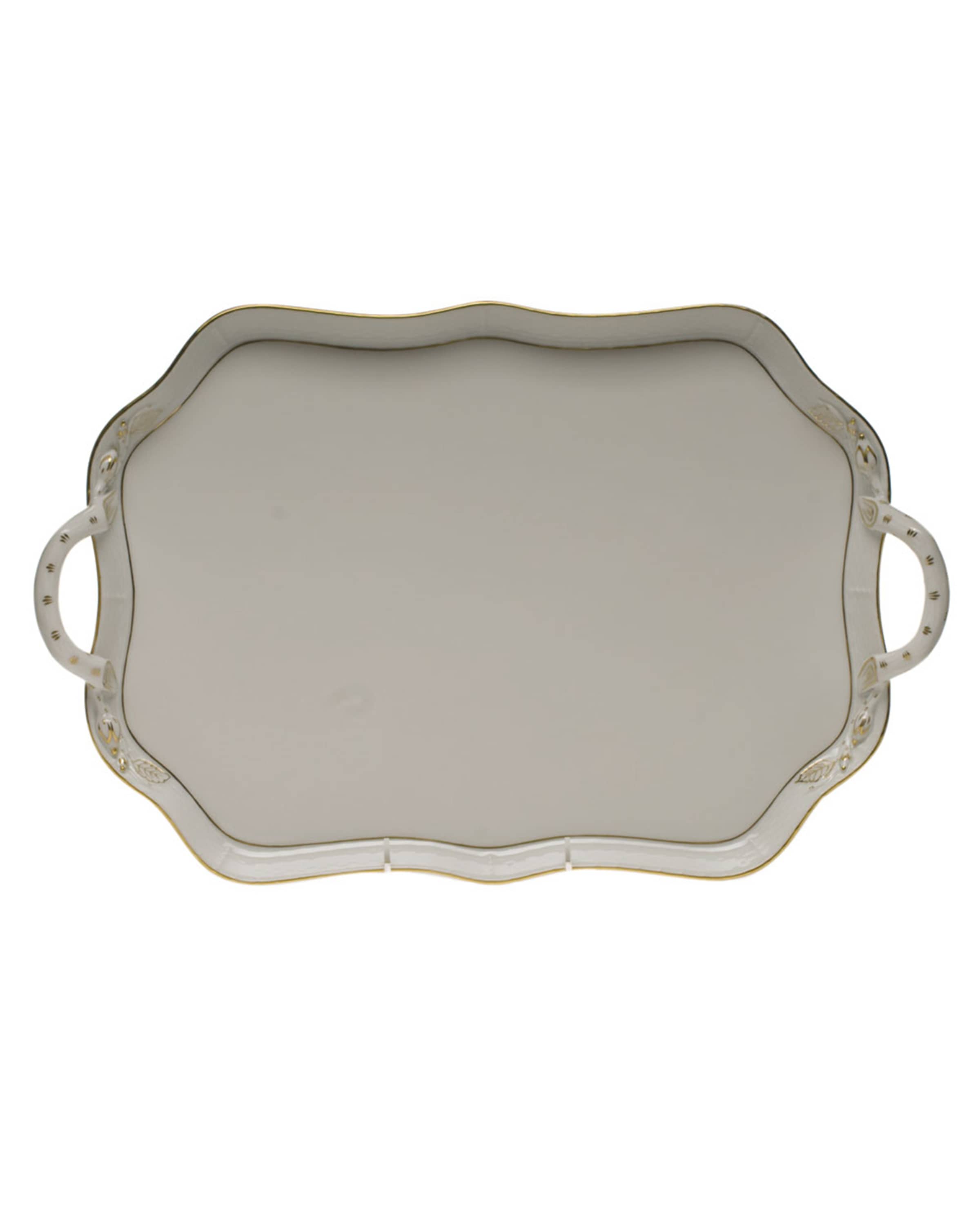 Herend Golden Edge Tray with Branch Handles