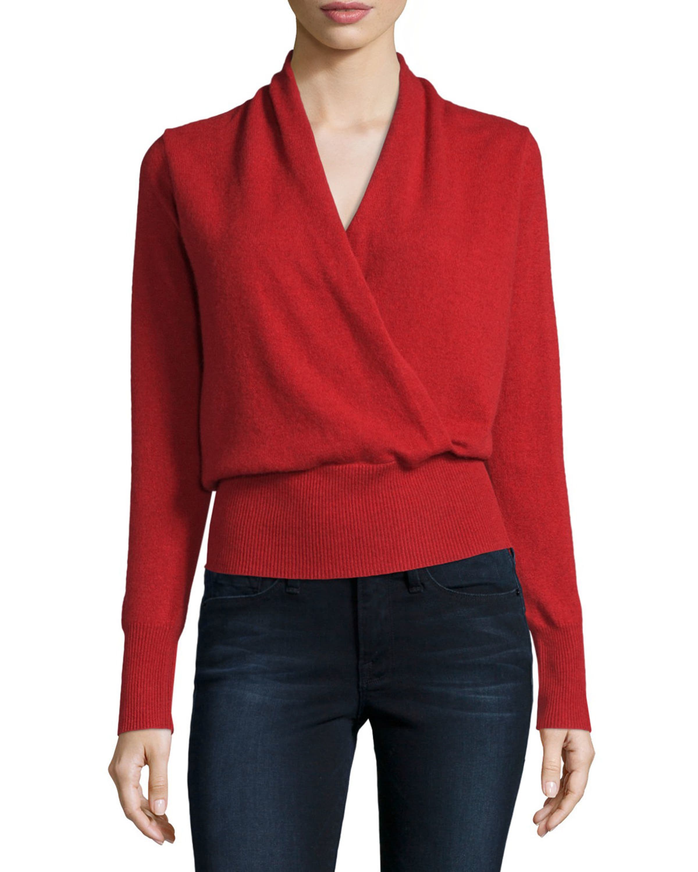 Cashmere faux wrap sweater Clearance