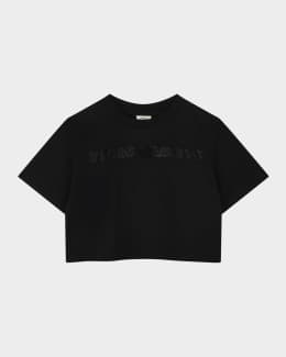 Kid's Rhinestone Logo Cotton Jersey T-Shirt