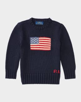 Boy's Flag Intarsia Knit Sweater