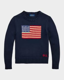 Boy's Flag Intarsia Knit Sweater