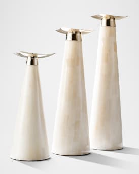 Bone Candlestick Holder Trio Set