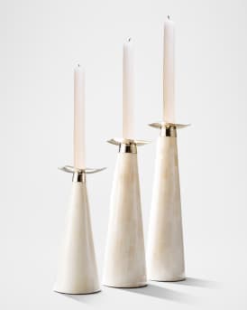 Bone Candlestick Holder Trio Set
