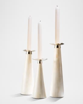 Bone Candlestick Holder Trio Set
